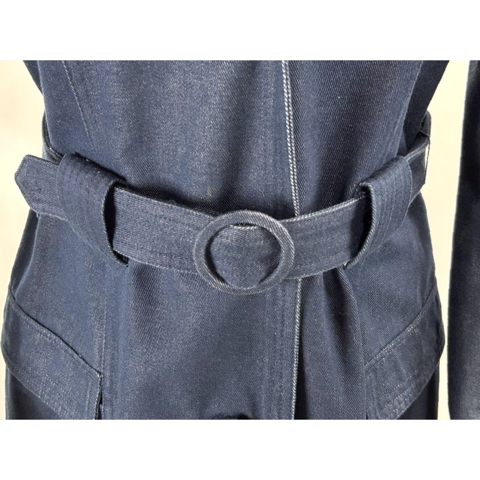 Gap VINTAGE GAP Y2K Denim Duster Trench Coat Long Blue Jean Jacket Women's M Belted Jacket Size 32" / US 10 / IT 46 - 7 Thumbnail
