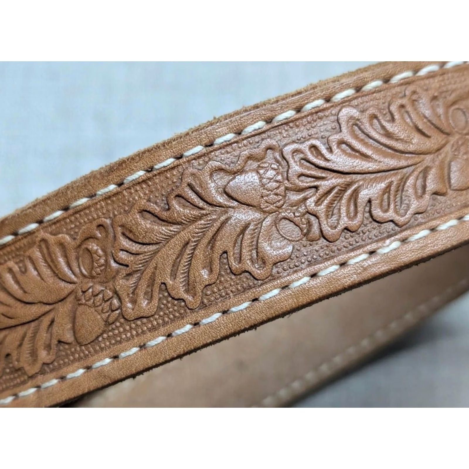 Vintage VINTAGE western belt Tooled 36 brown cowhide leather handcrafted belt Mens Size 36 - 7 Thumbnail
