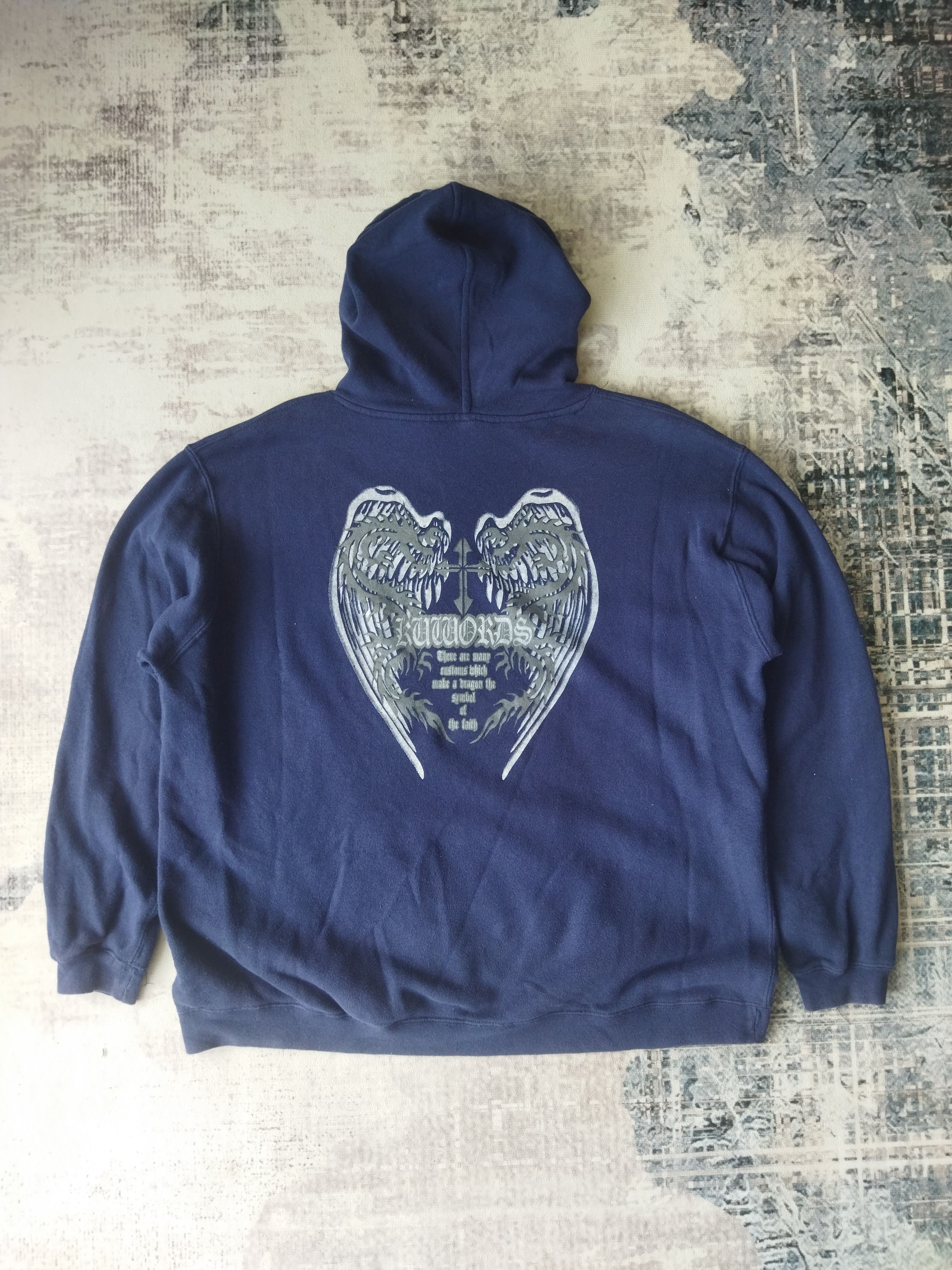 image of Road Runner Affliction Pullover Hoodie in Blue, Men's (Size Medium)