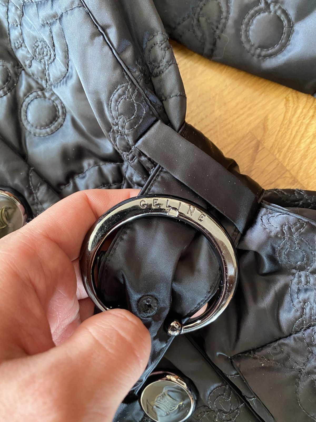 Celine CELINE Black Quilted Triomphe Logo Trench Coat Vintage 38 Size S / US 4 / IT 40 - 4 Thumbnail