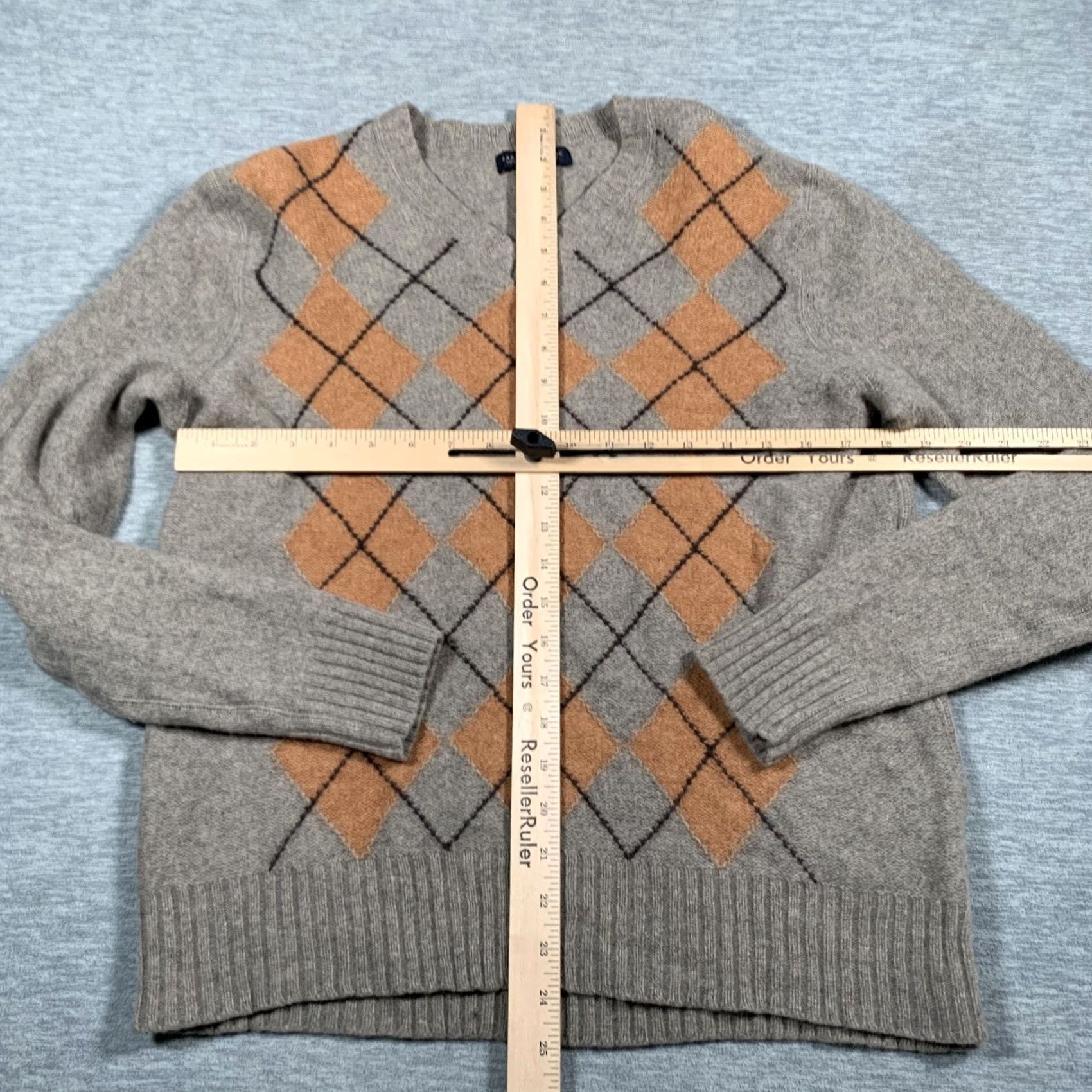 Banana Republic Banana Republic Sweater Mens Large Gray Orange Argyle Wool Blend Pullover Size US L / EU 52-54 / 3 - 5 Thumbnail