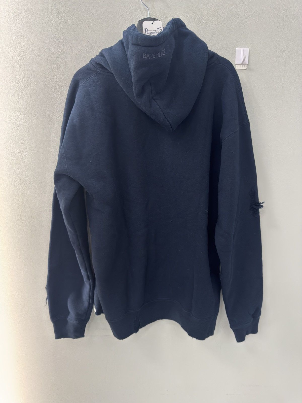 Bape Bape Black Navy Distressed Pullover Hoodie Size US XL / EU 56 / 4 - 3 Thumbnail