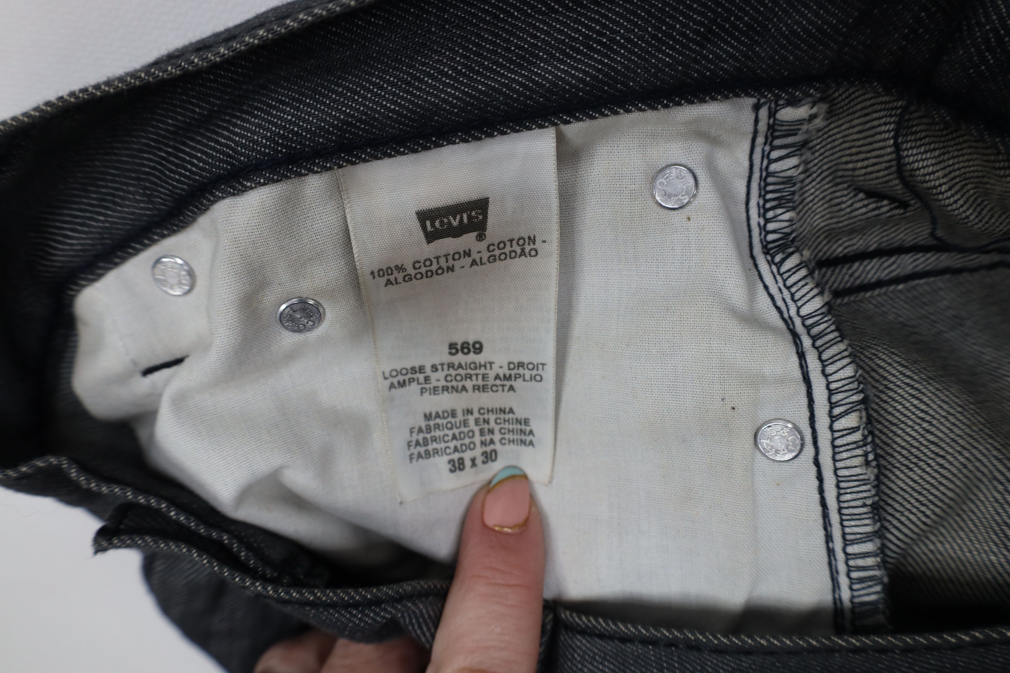 Levi's Vintage Y2K Levis 569 Loose Straight Wide Leg Jeans Gray Size US 38 / EU 54 - 7 Thumbnail