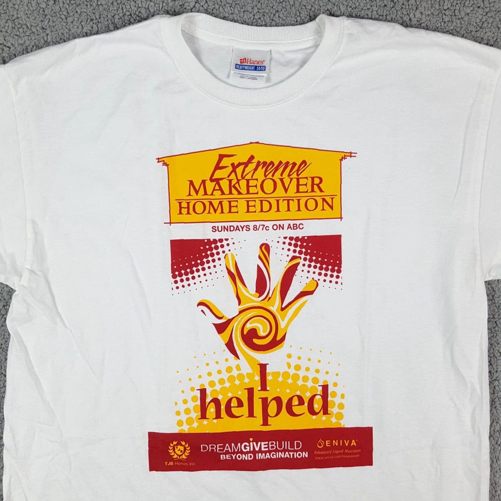 Hanes VINTAGE Hanes Extreme Makeover Home TV Promo T-Shirt Men’s Large White Y2K Retro 90s Size US L / EU 52-54 / 3 - 2 Thumbnail