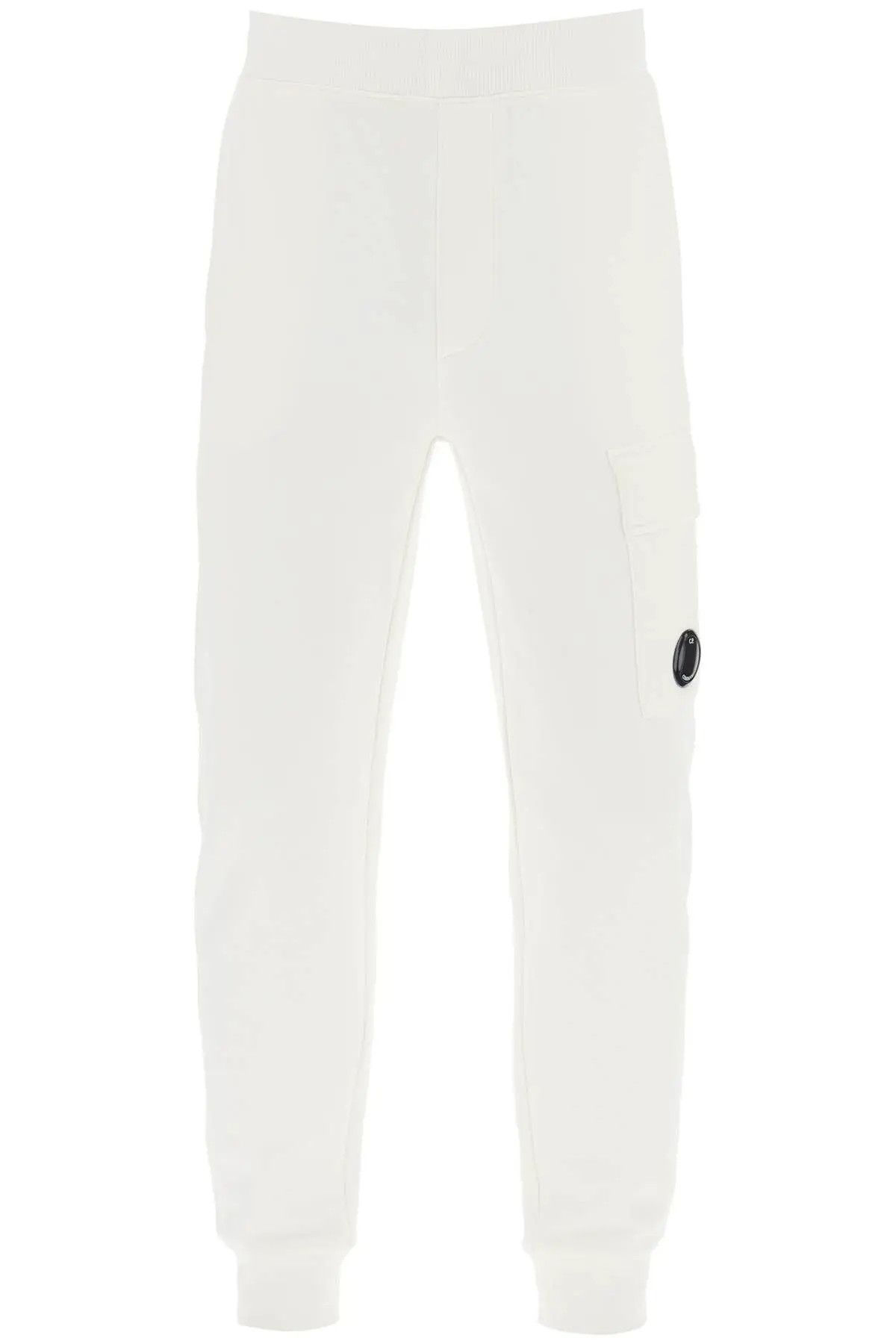 image of C P Company O1S22I1N0224 Diagonal Raised Fleece Sweatpant In White Black, Men's (Size 36)