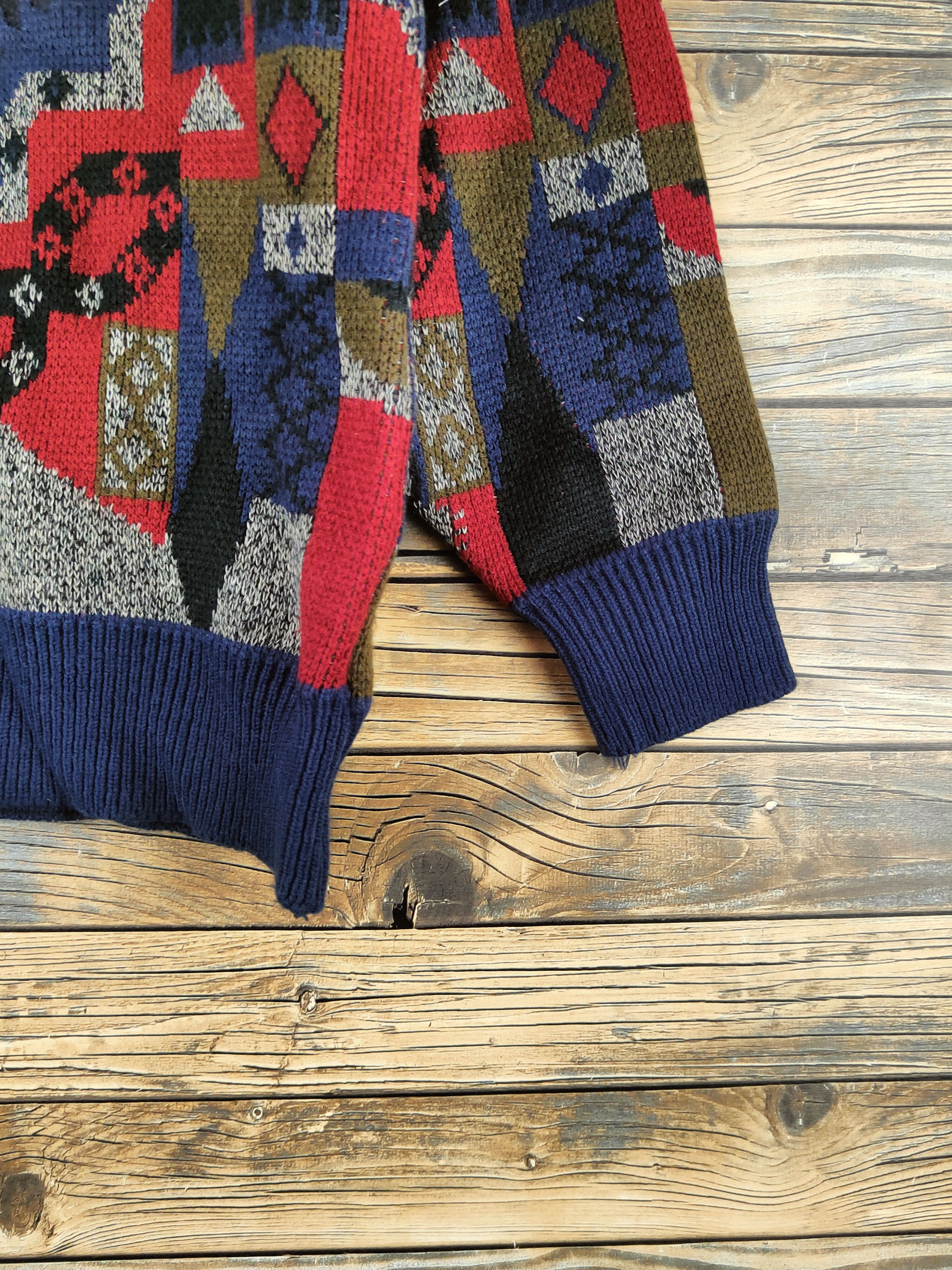 Japanese Brand DL Japanese Brand Maroon Navy Knitwear Sweatshirts #46-152 Size US S / EU 44-46 / 1 - 6 Thumbnail