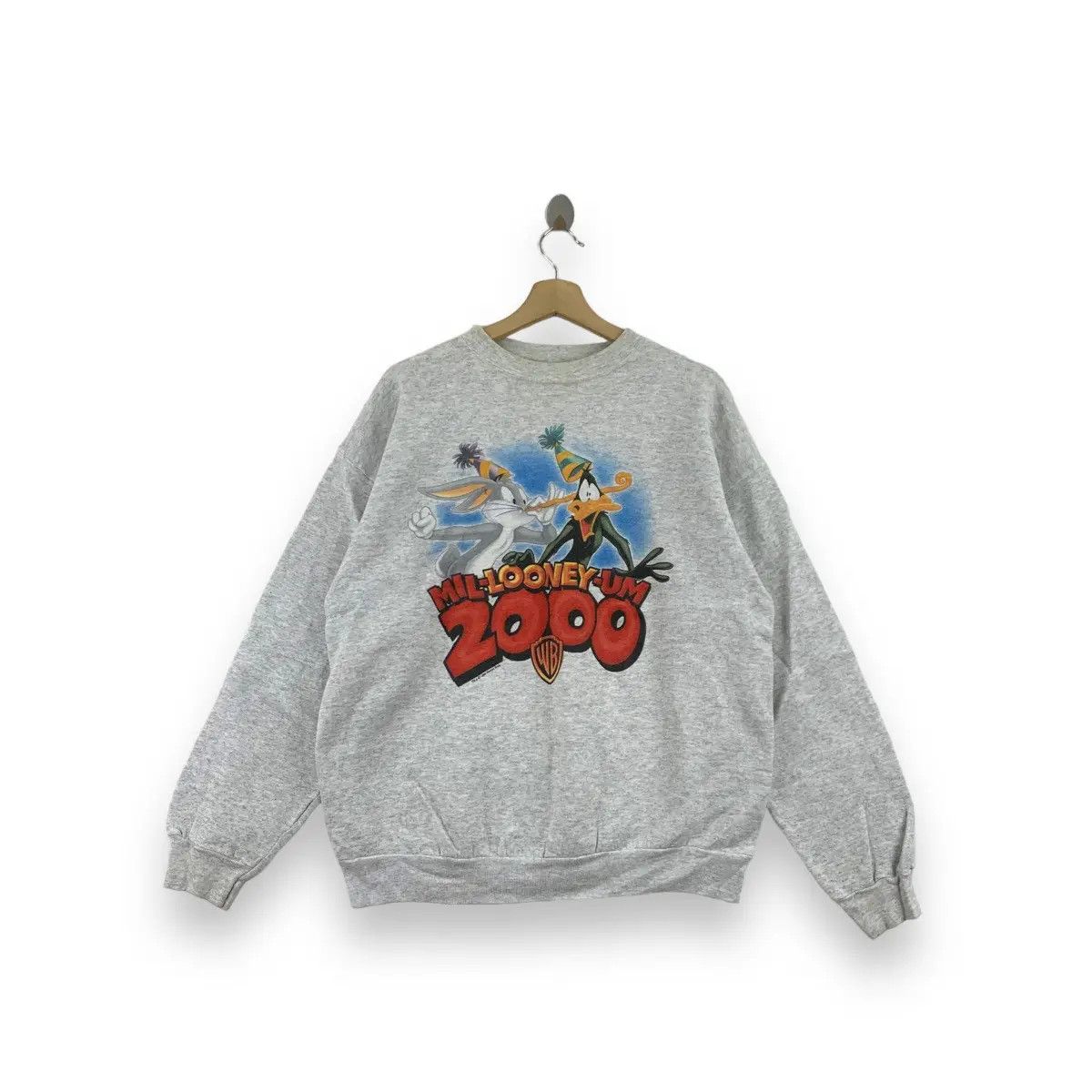 Warner Bros Vintage 1999 LOONEY TUNES Bugs Bunny Duffy Duck Sweatshirt Size XL / US 12-14 / IT 48-50 - 1 Thumbnail