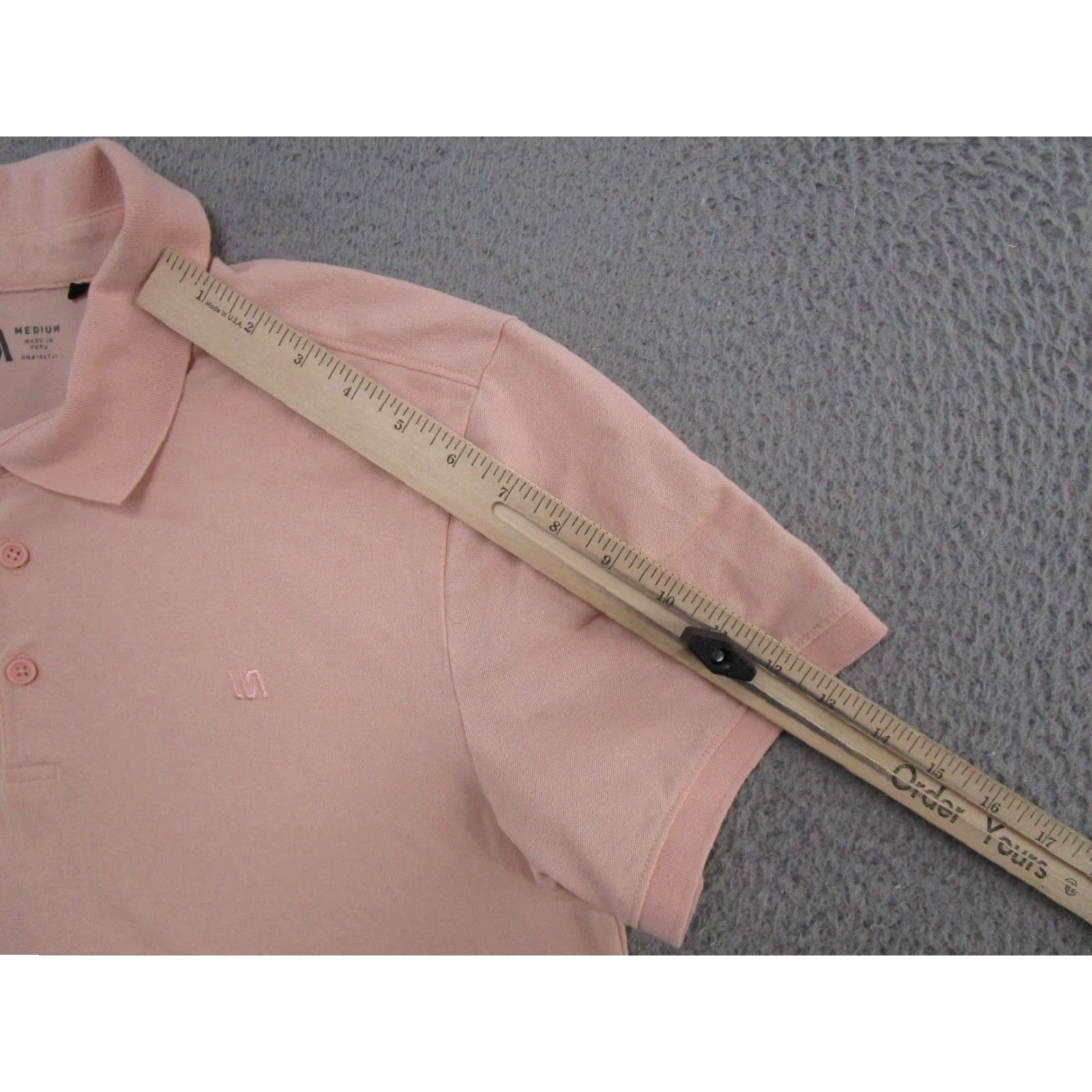 Vintage VRST Polo Shirt Mens M Pale Peach Pink Geometric Logo Short Sleeve Knit Cotton Blend Golf Polo 2020s Sports All Seasons Stretch Regular Mens Size US M / EU 48-50 / 2 - 7 Thumbnail