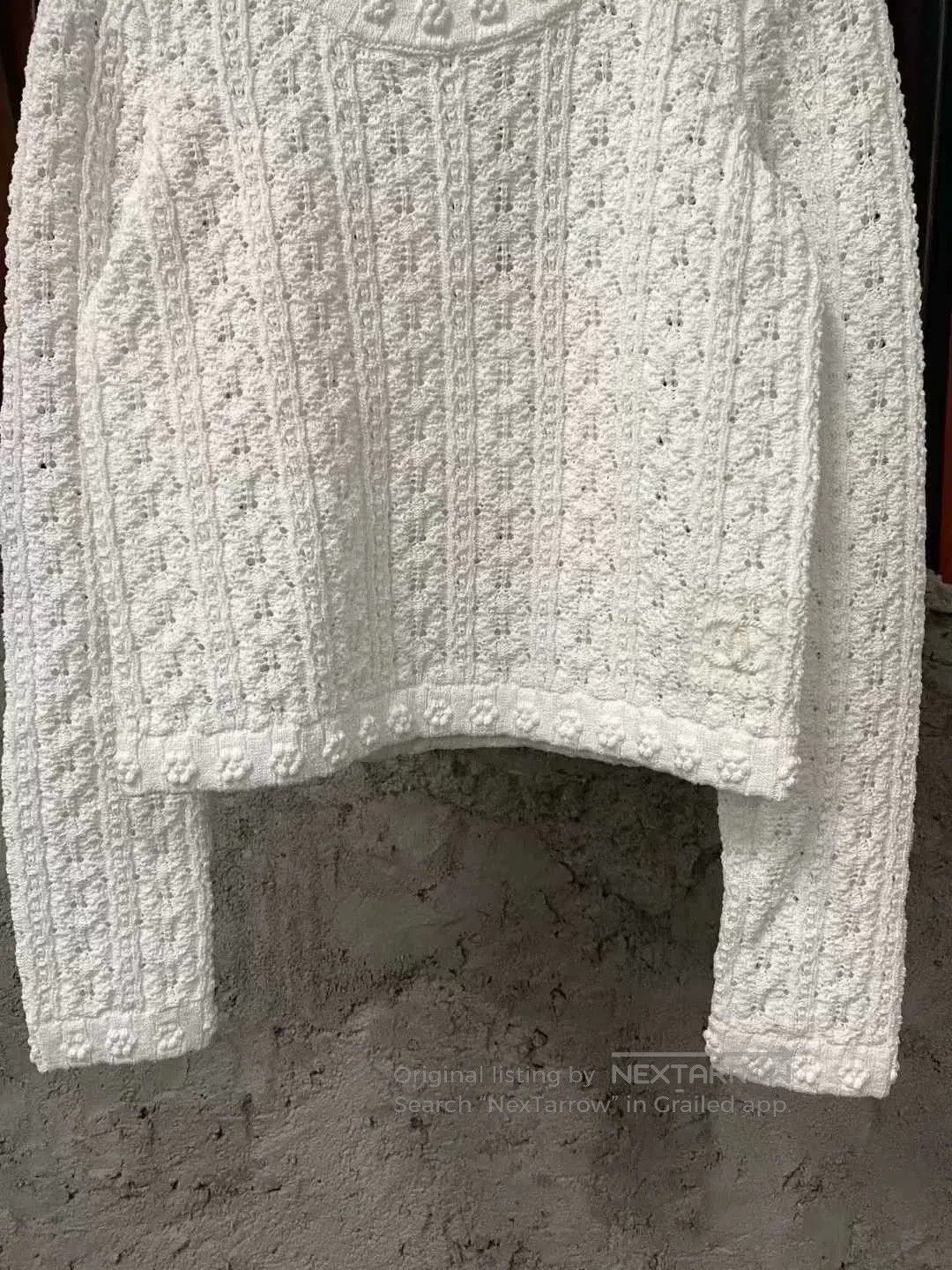 Chanel Chanel White Camellia Knit Sweater. Size XS / US 0-2 / IT 36-38 - 4 Thumbnail