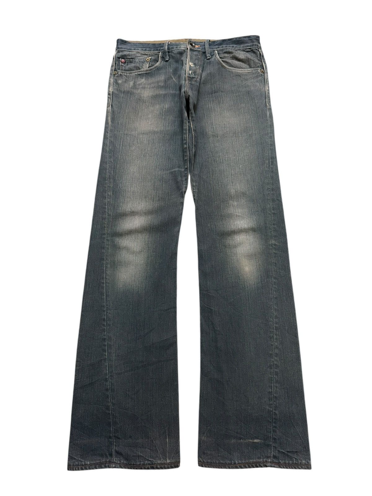 If Six Was Nine Vintage Y2K Japanese Brand Blue Faded Wash Spiral Wide Leg Size US 31 - 1 Thumbnail