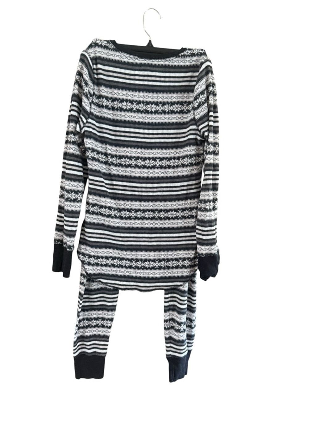 Old Navy Women's Old Navy Pajamas L Black White Fair Isle Thermal Set Size 33" - 5 Thumbnail