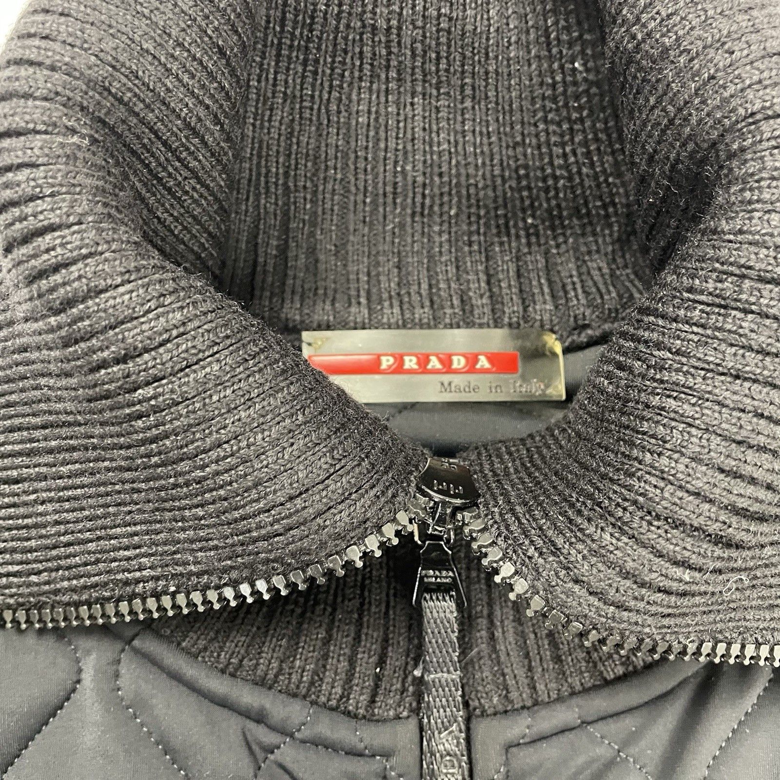 Prada Vintage Prada Sport Jacket Black Wool Nylon Quilted Knit Size L / US 10 / IT 46 - 3 Thumbnail