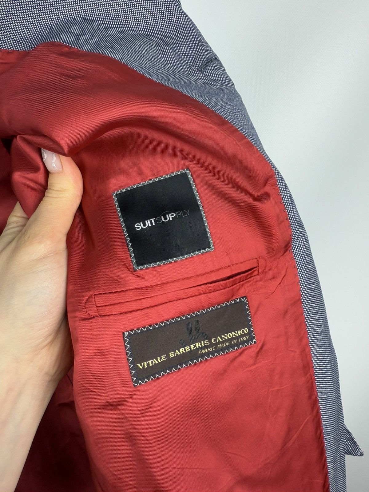 Suitsupply × Vitale Barberis Canonico Suitsupply Vitale Barberis Canonico Men’s Wool Blazer Jacket Size 42R - 19 Thumbnail