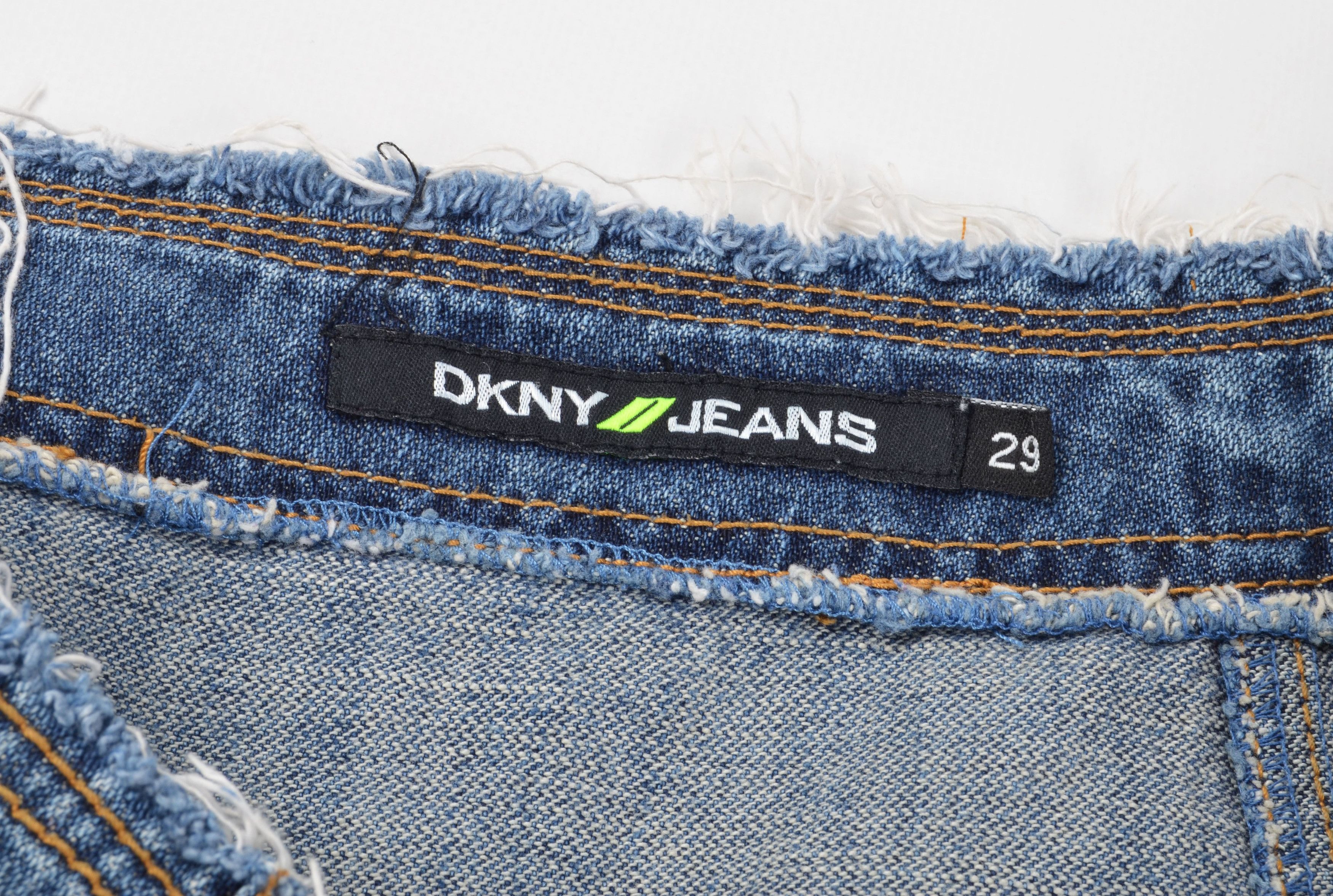 DKNY Vintage DKNY Jeans Y2K Embroidered Denim Cut Off Skirt Size 31" - 7 Thumbnail