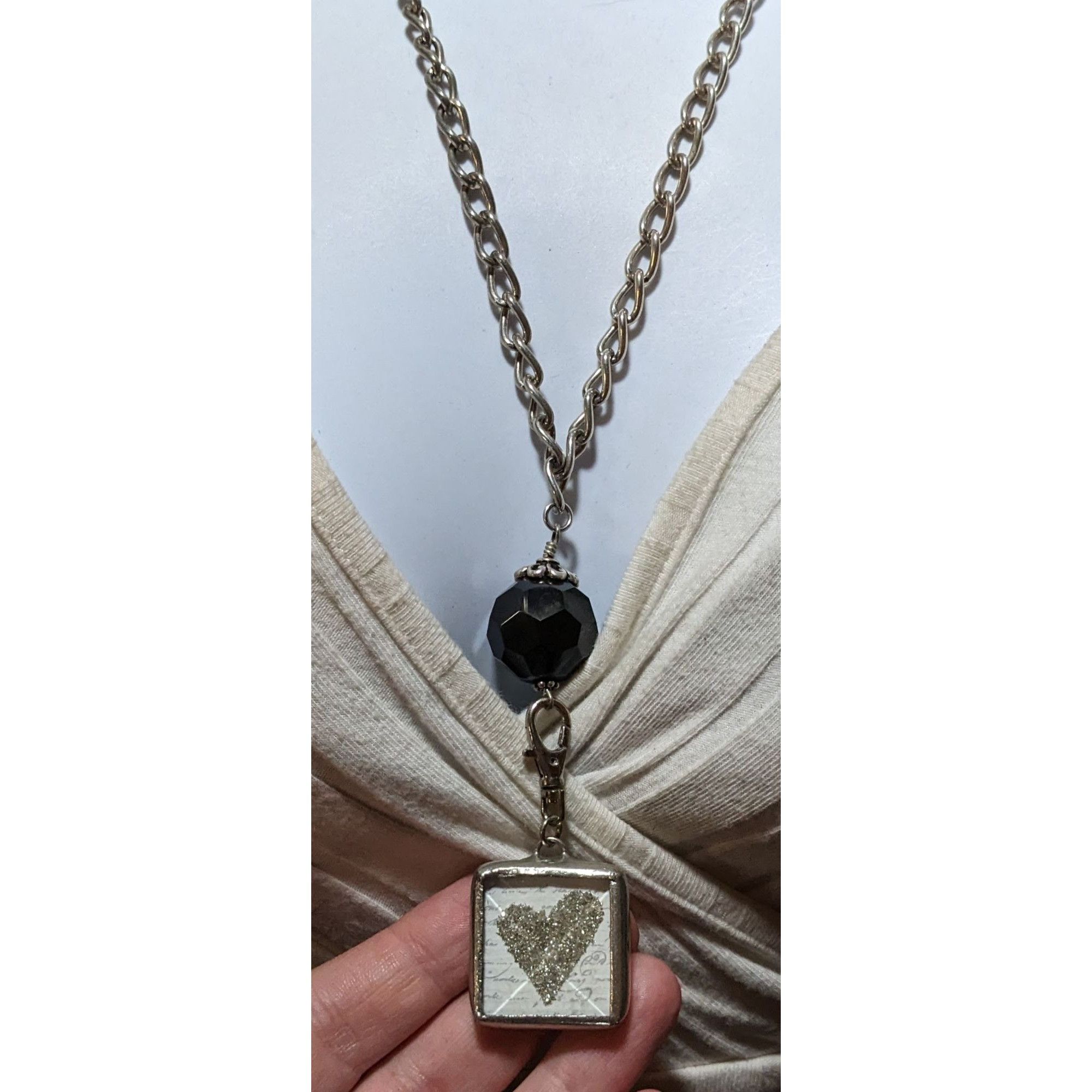 Other Unique Glitter Heart C Reversible Pendant Necklace Size ONE SIZE - 8 Thumbnail
