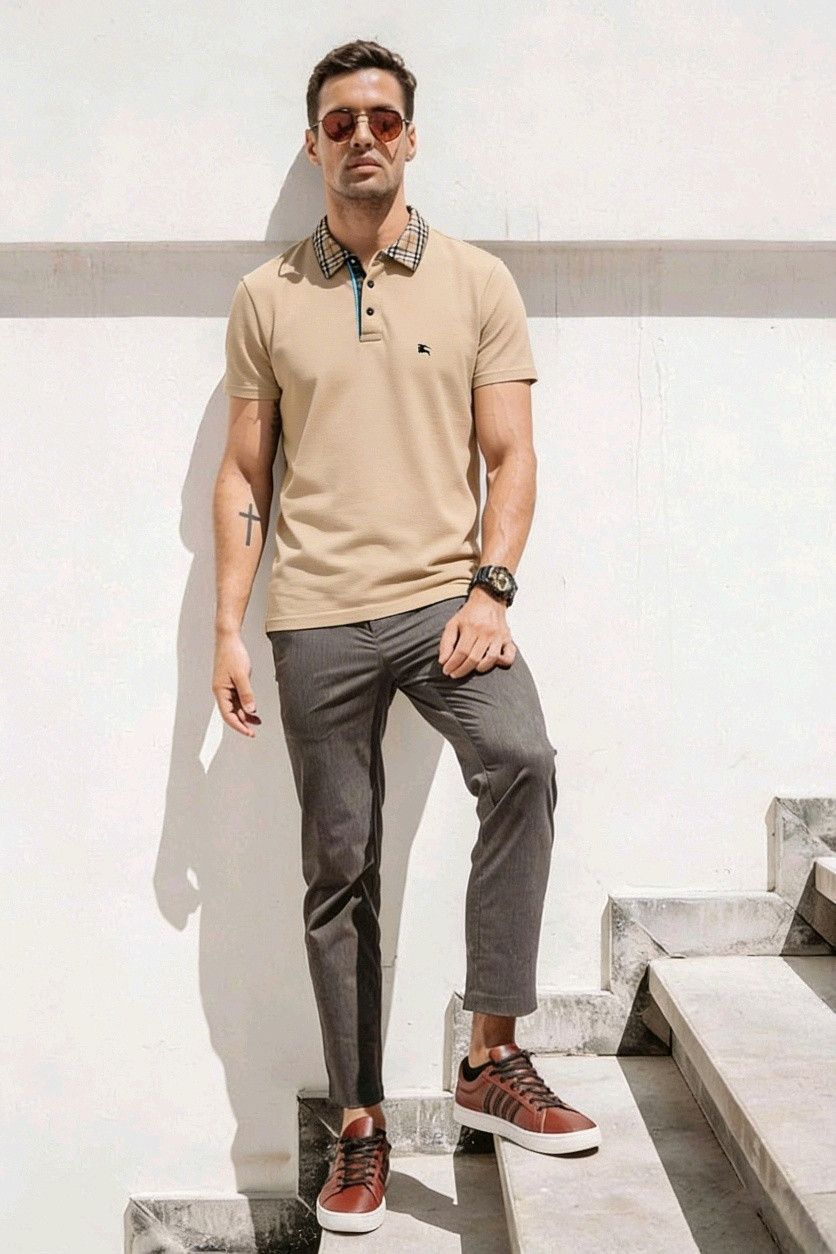 Burberry Burberry London Polo T-Shirt Beige Nova Check Size US M / EU 48-50 / 2 - 5 Thumbnail