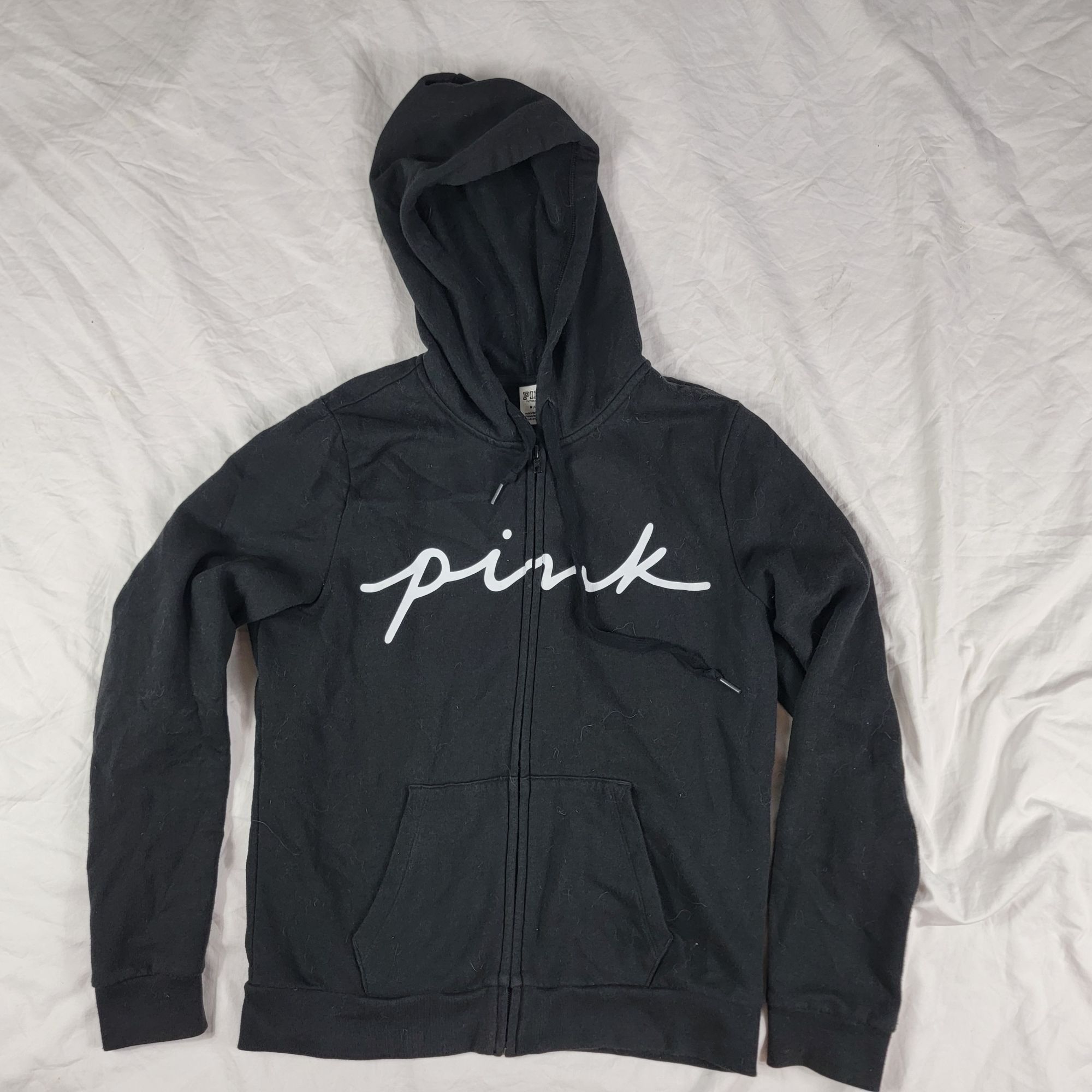 Victoria's Secret Pink By Victorias Secret Womens Medium Black Full Zip Hoodie Size M / US 6-8 / IT 42-44 - 1 Thumbnail