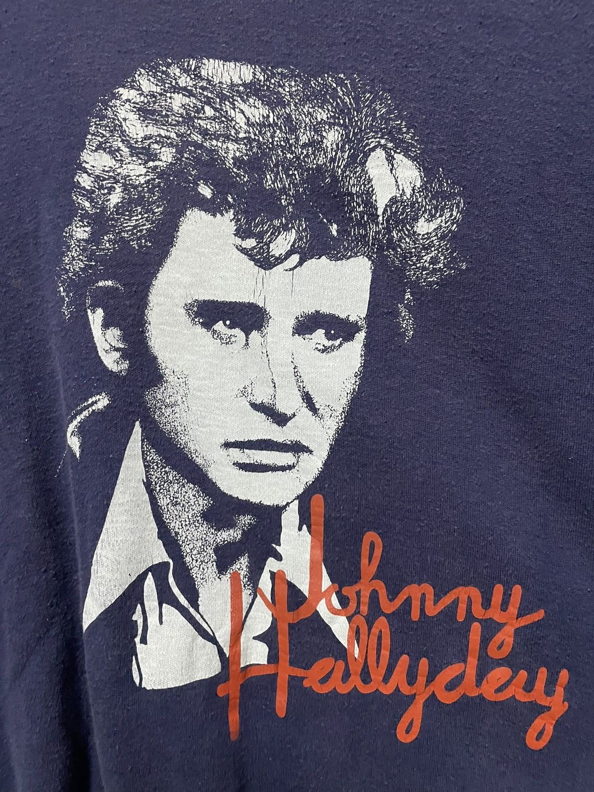 Band Tees × Vintage Vintage 80s Johnny Hallyday Sweatshirt Purple Swiss Made Size US XL / EU 56 / 4 - 5 Thumbnail