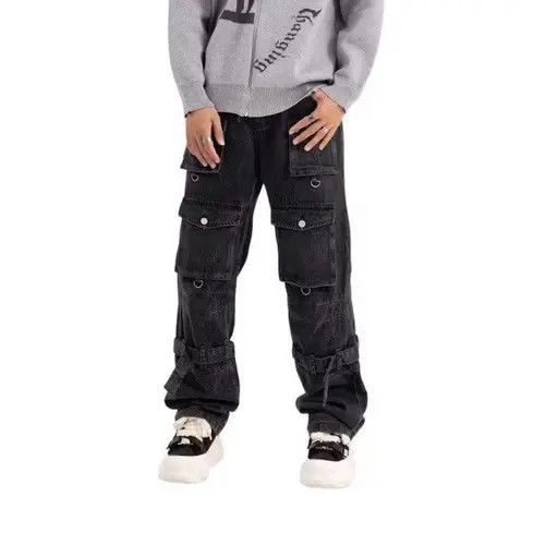 VIBE Black Washed Stacked Cargo Jeans Size US 32 / EU 48 - 6 Thumbnail