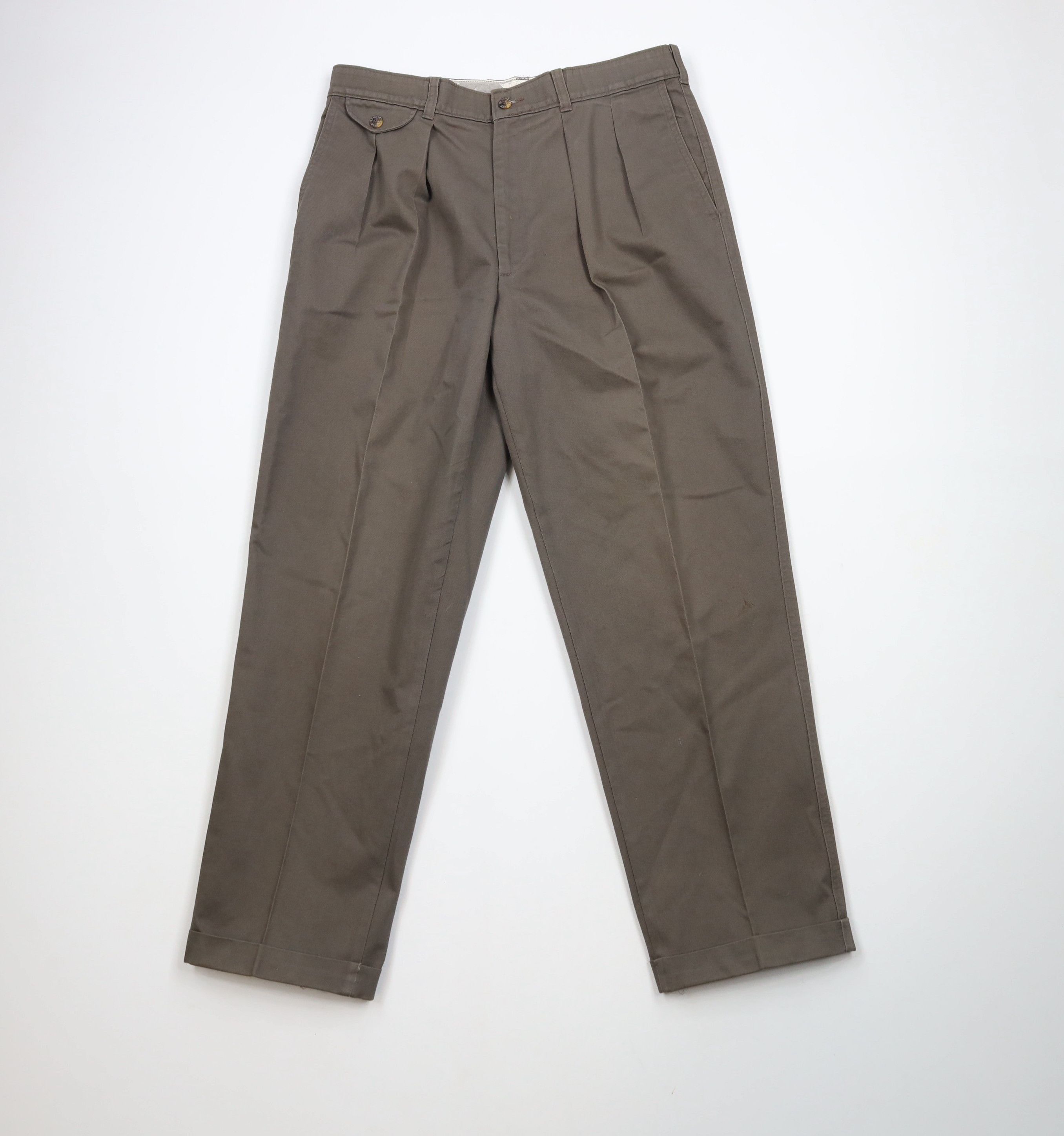Vintage Vintage 90s Streetwear Pleated Cuffed Chino Pants Cotton Size US 34 / EU 50 - 1 Thumbnail