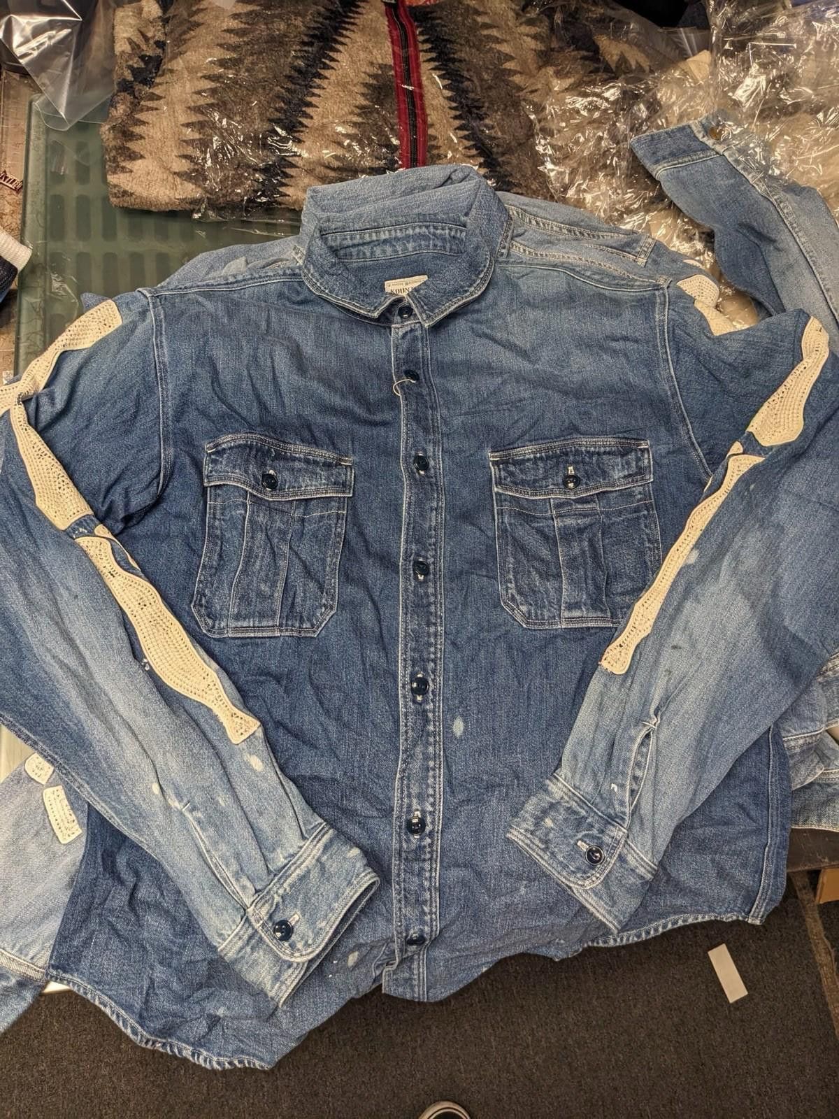 Kapital KAPITAL 8 OZ BONE EMBROIDERY DENIM WORK SHIRT SIZE 3 Size US L / EU 52-54 / 3 - 5 Thumbnail