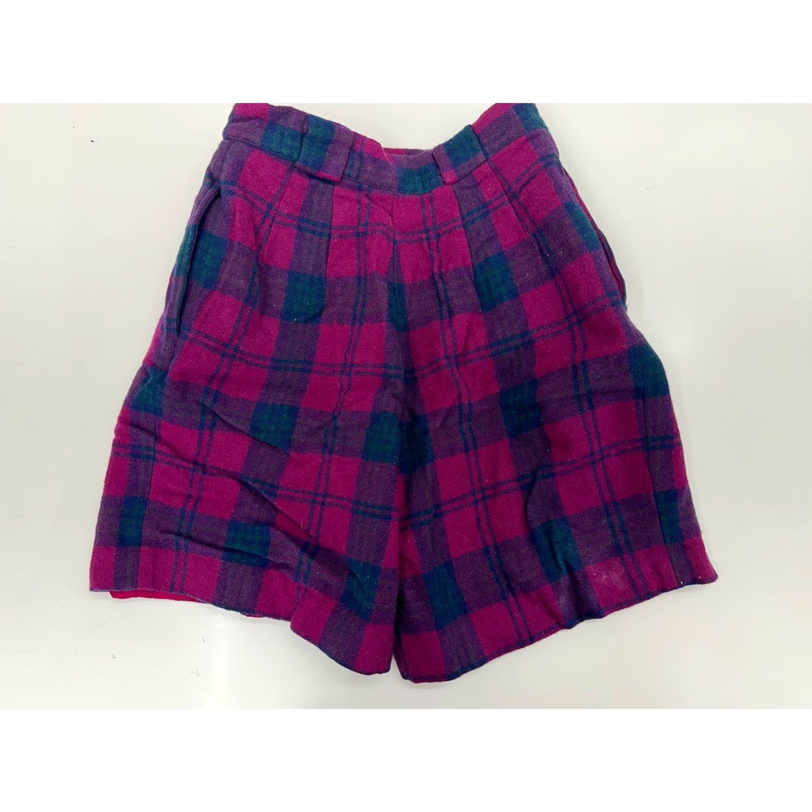 Vintage VINTAGE Cambridge Dry Goods Women's Shorts Size 6 Pink Plaid High Waisted Pleated Wool Blend 80s 90s Womens Size 28" / US 6 / IT 42 - 7 Thumbnail