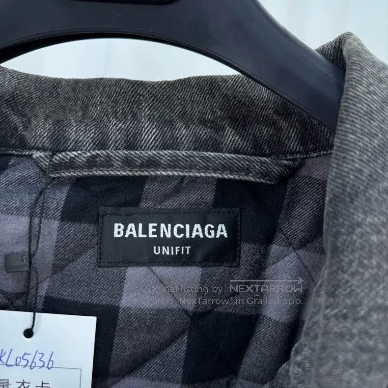 Balenciaga Balenciaga Washed Irregular Plaid Denim Padded Jacket Size US M / EU 48-50 / 2 - 6 Thumbnail