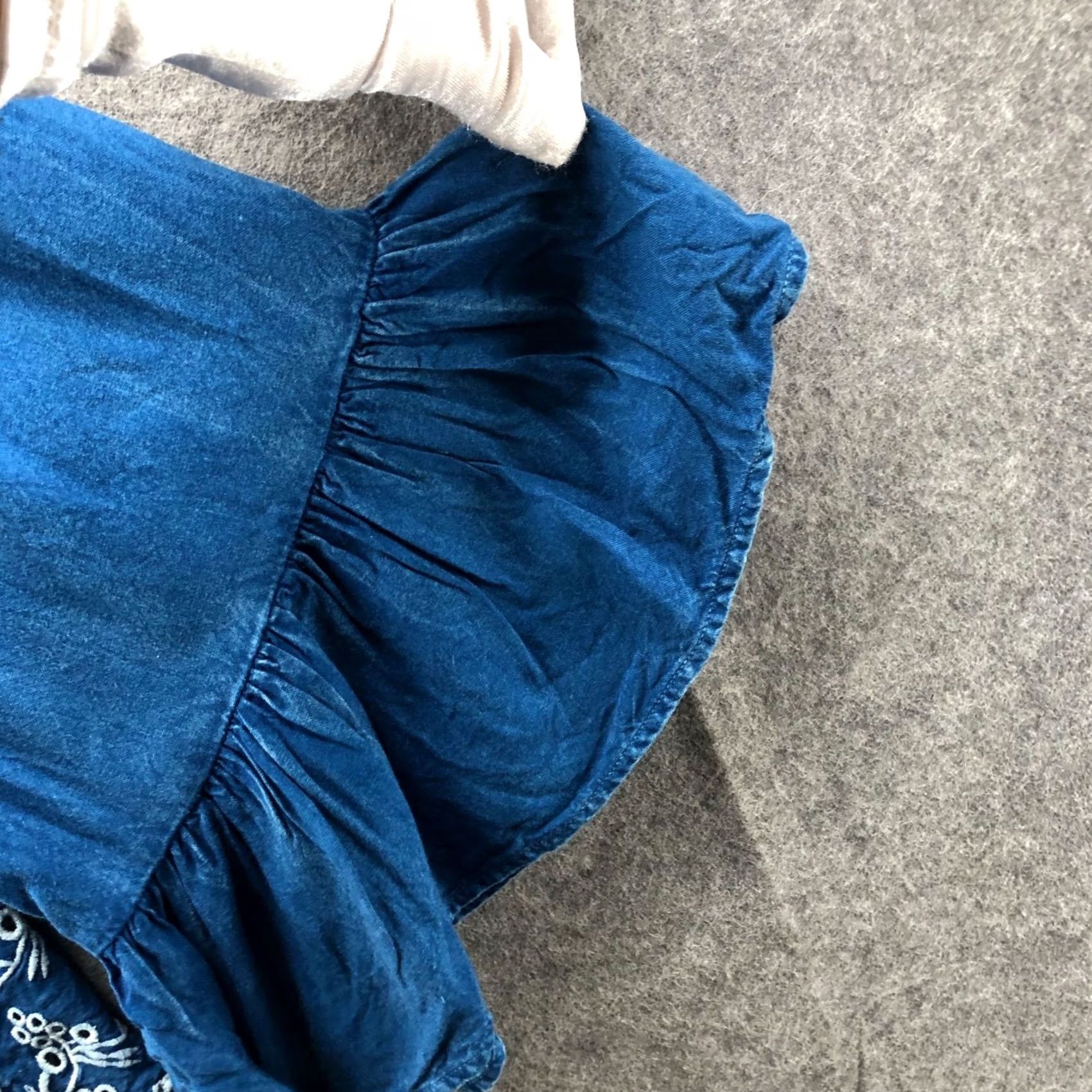 Vintage Elan Off Shoulder Bell Sleeve Top Womens M Blue Eyelet Hem Boho Mineral Wash Size M / US 6-8 / IT 42-44 - 5 Thumbnail