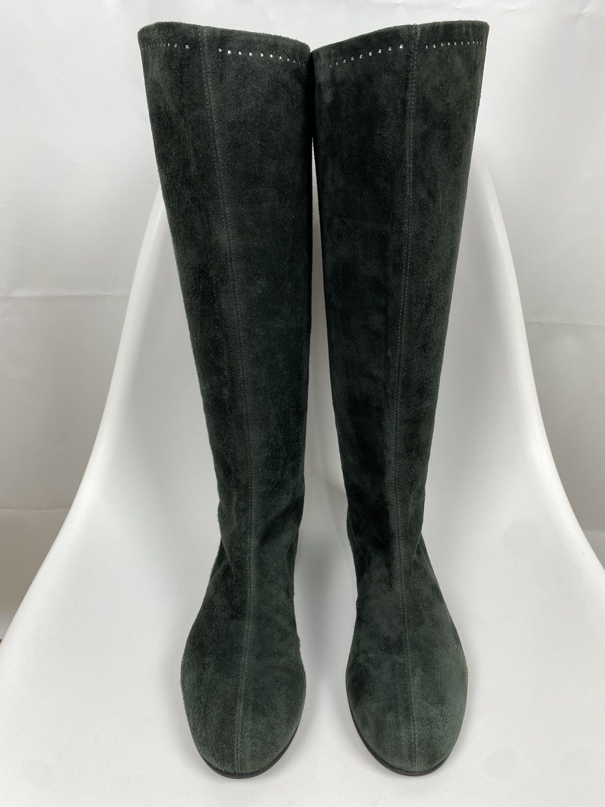 Other Vicini Genuine Suede Dark Green Boots Knee Length size 39.5 Size US 9.5 / IT 39.5 - 2 Thumbnail