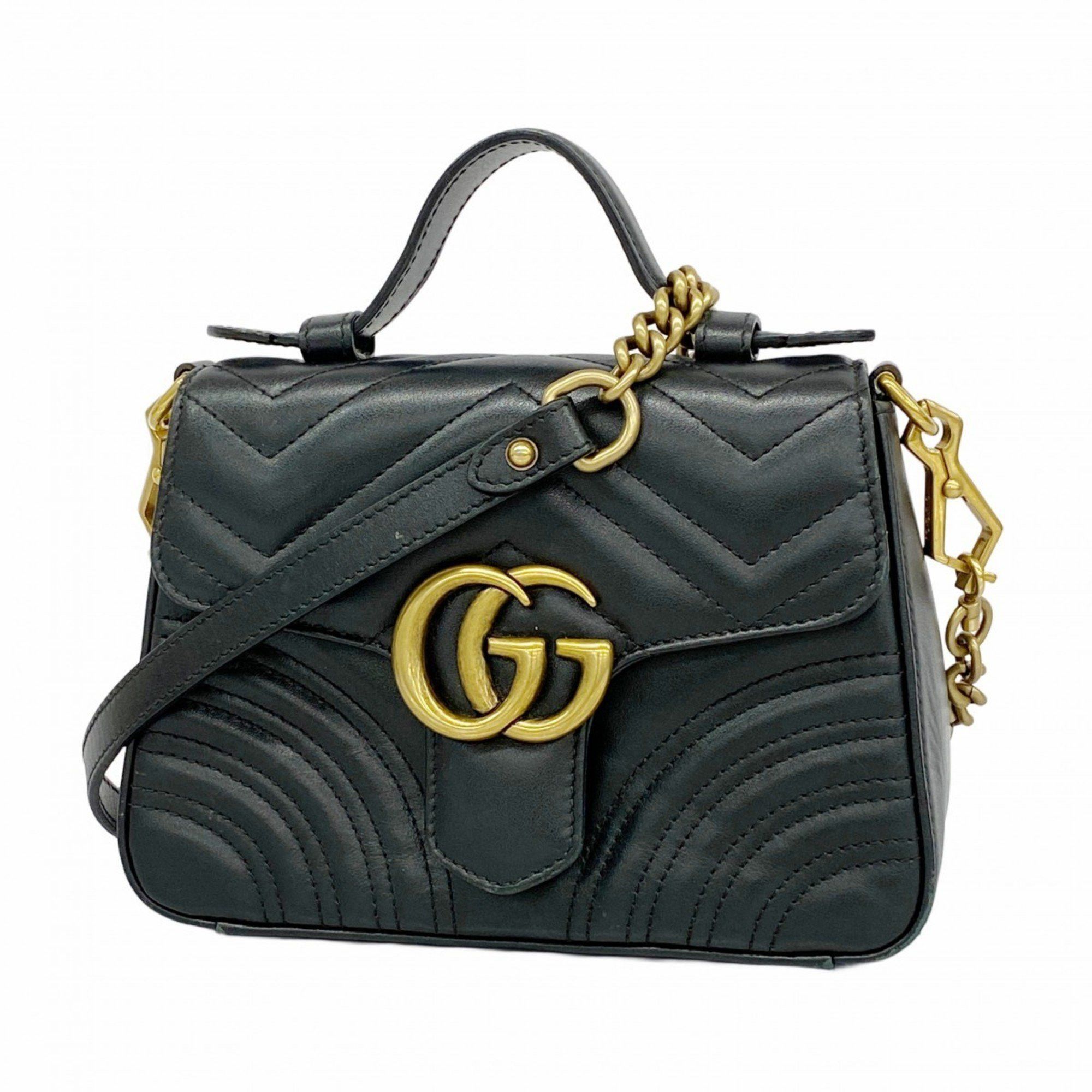 Gucci Shoulder Bag GG Marmont 547260 Leather Black Women's