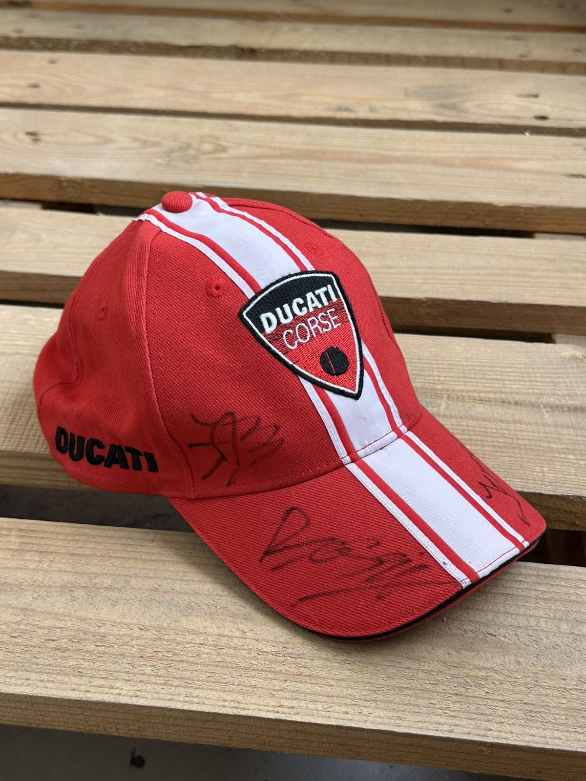Ducati Vintage Ducati Corse Logo Stripped Red Signature Cap Size ONE SIZE - 4 Thumbnail