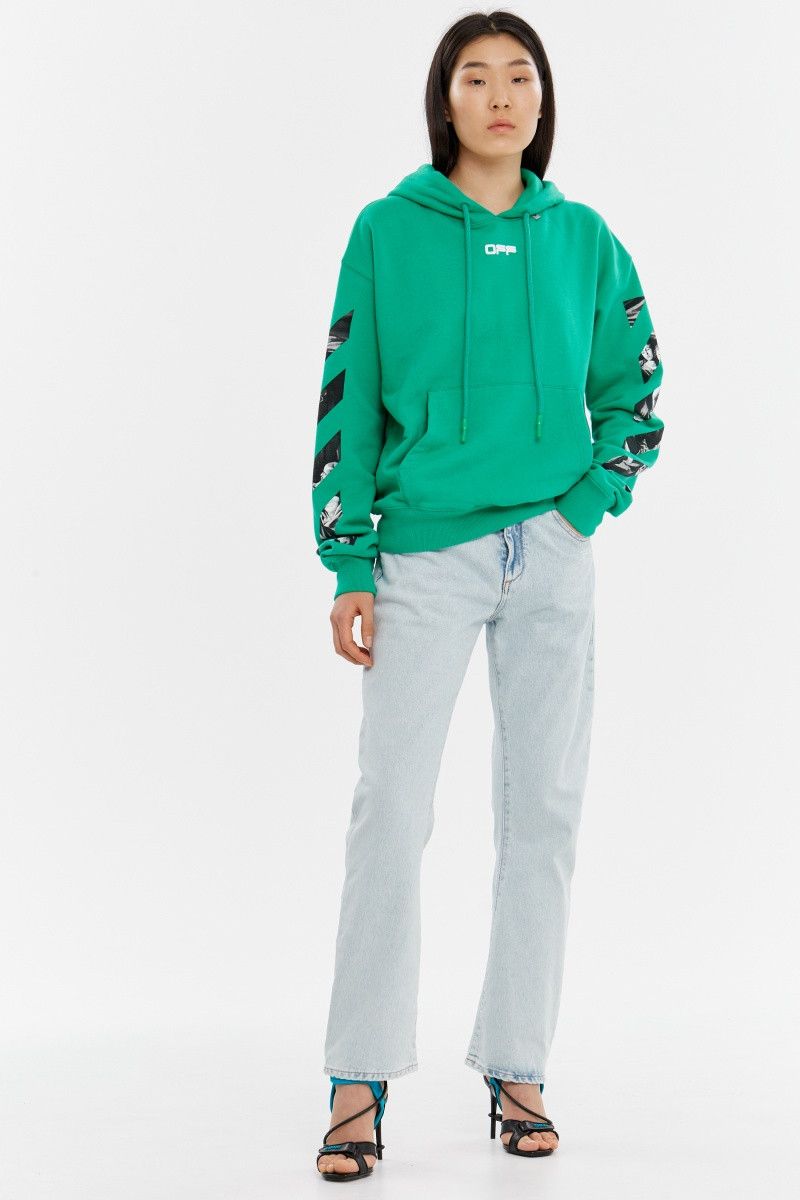 Off-White Green Caravaggio Diagonals Box Oversized Hoodie Size M / US 6-8 / IT 42-44 - 1 Thumbnail