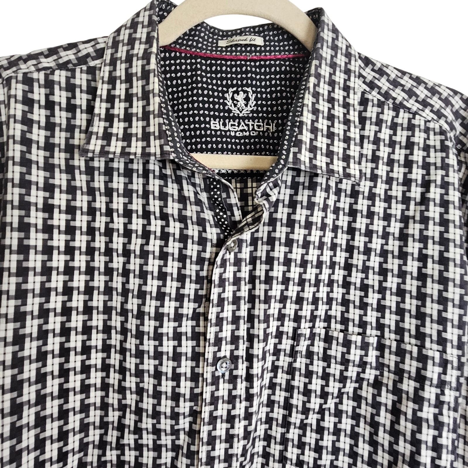 BUGATCHI Bugatchi Mens Geometric Button Shirt Sz XL Shaped Fit Coreer Size US L / EU 52-54 / 3 - 2 Thumbnail