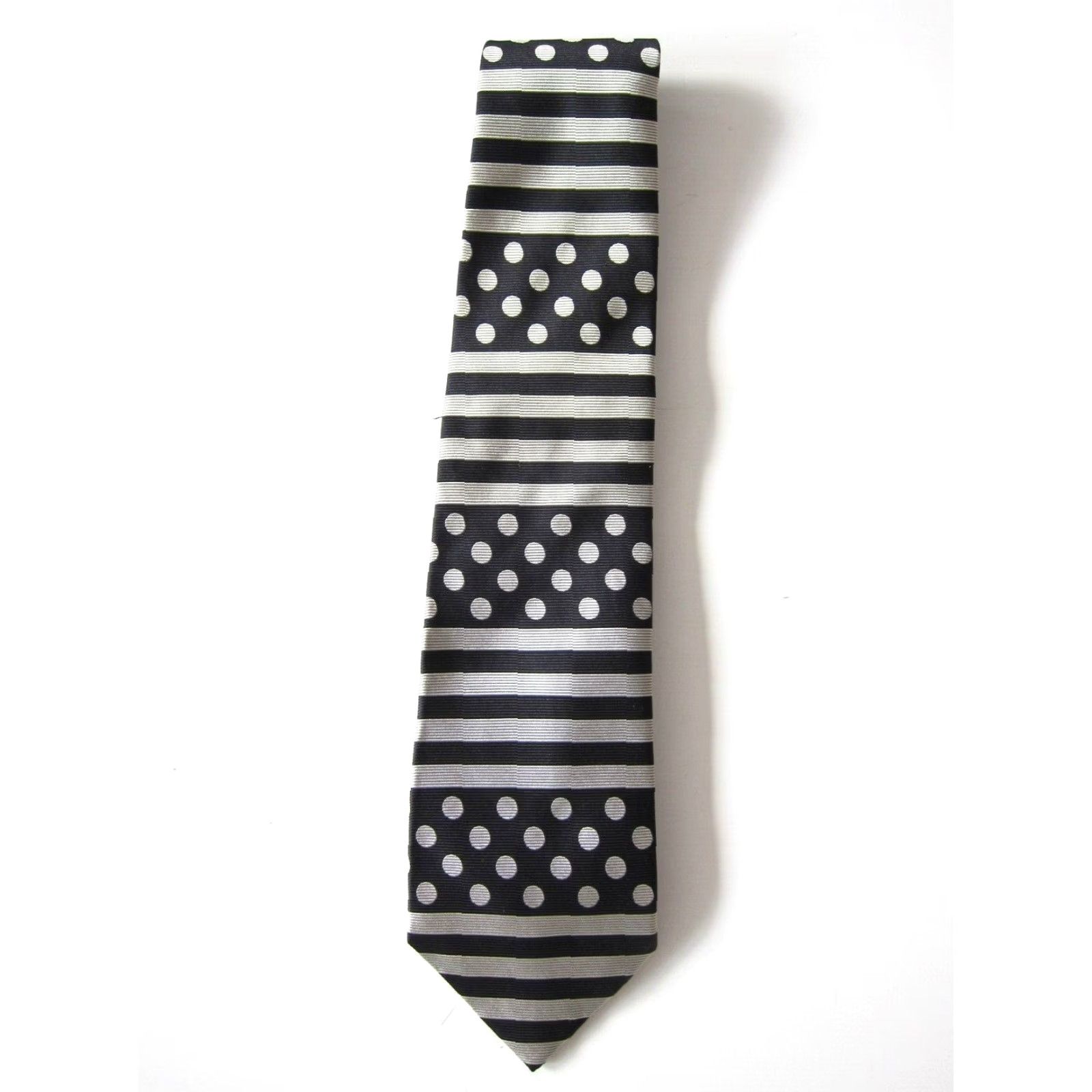 Vintage VINTAGE Keys & Lockwood Made in USA 100% Silk Silver Black Polka Dot Abstract Tie Size ONE SIZE - 5 Thumbnail