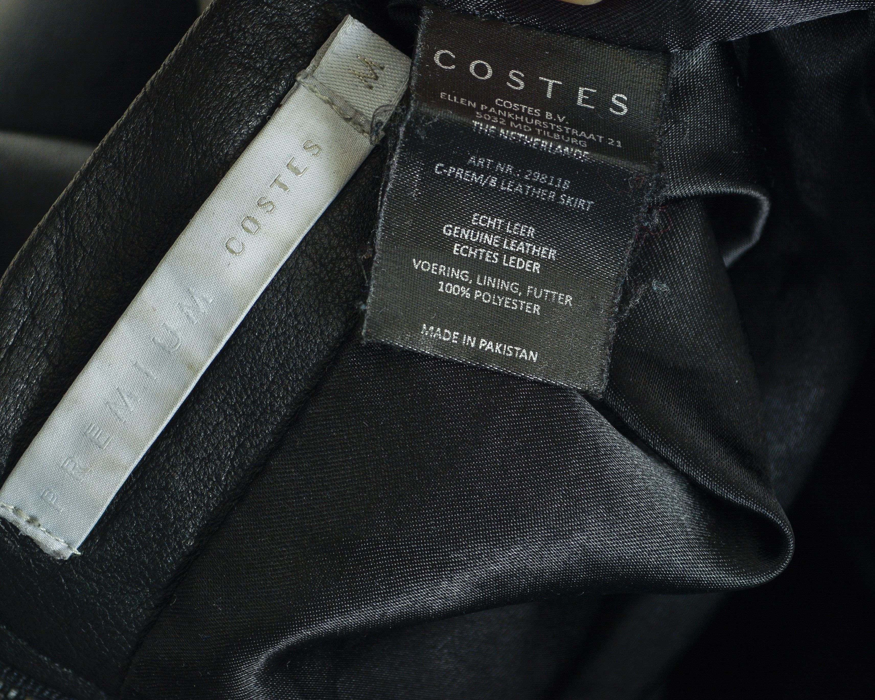 Genuine Leather × Vintage COSTES Genuine Leather Mini Skirt High Waist Black Rocker Size 31" - 8 Thumbnail
