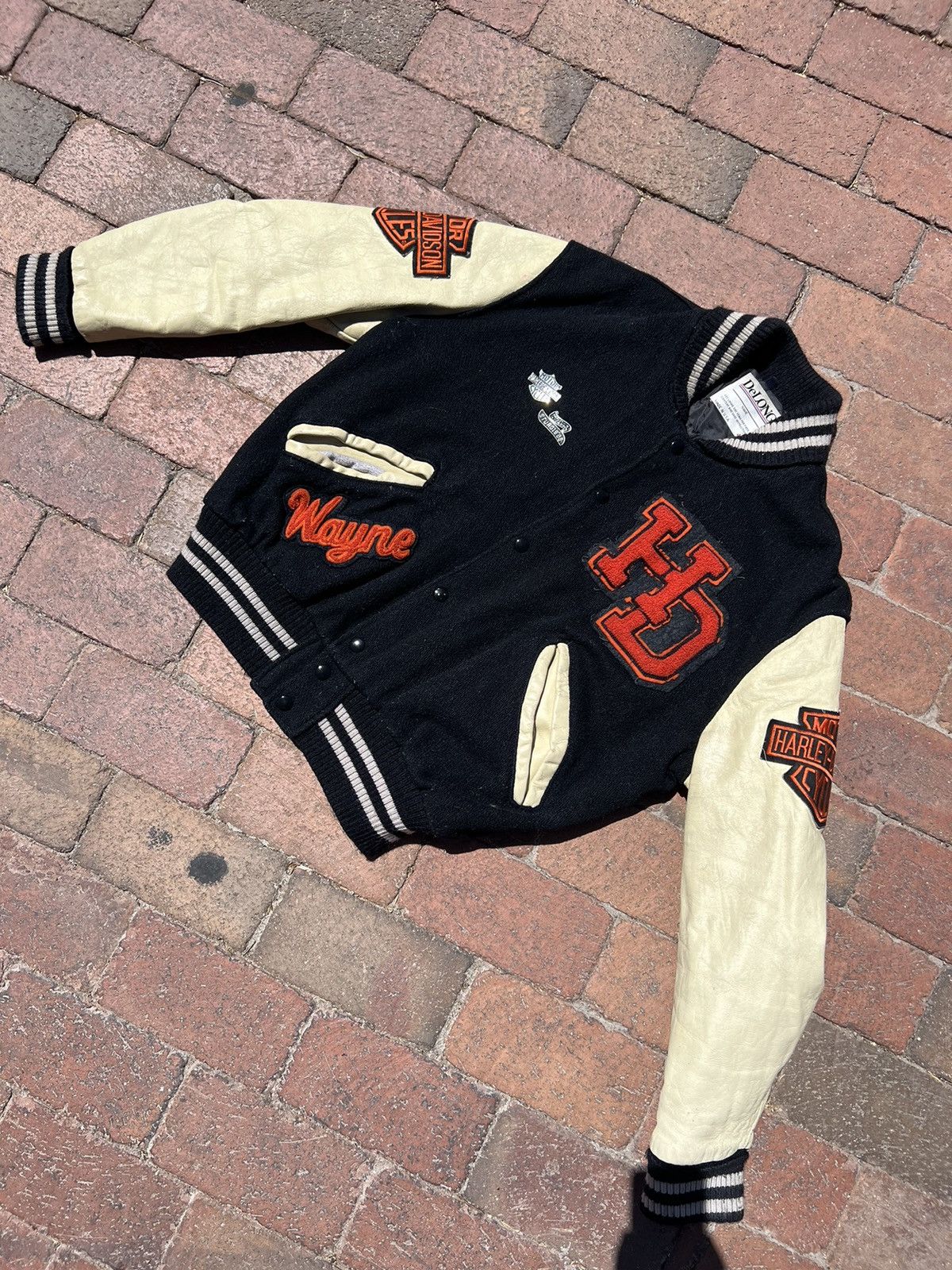 Harley Davidson × Vintage 1980s Harley Davidson Delong Varsity Jacket Size US M / EU 48-50 / 2 - 1 Thumbnail