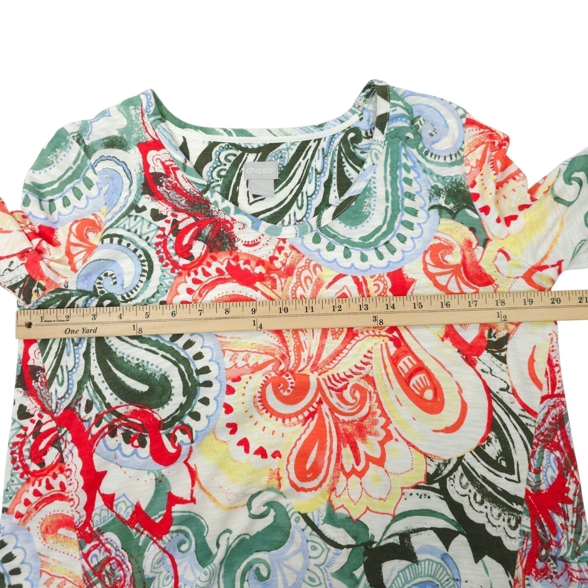 Chicos Chicos Floral Print Paisley Boho Top Womens 1 US M 3/4 Sleev Size M / US 6-8 / IT 42-44 - 3 Thumbnail
