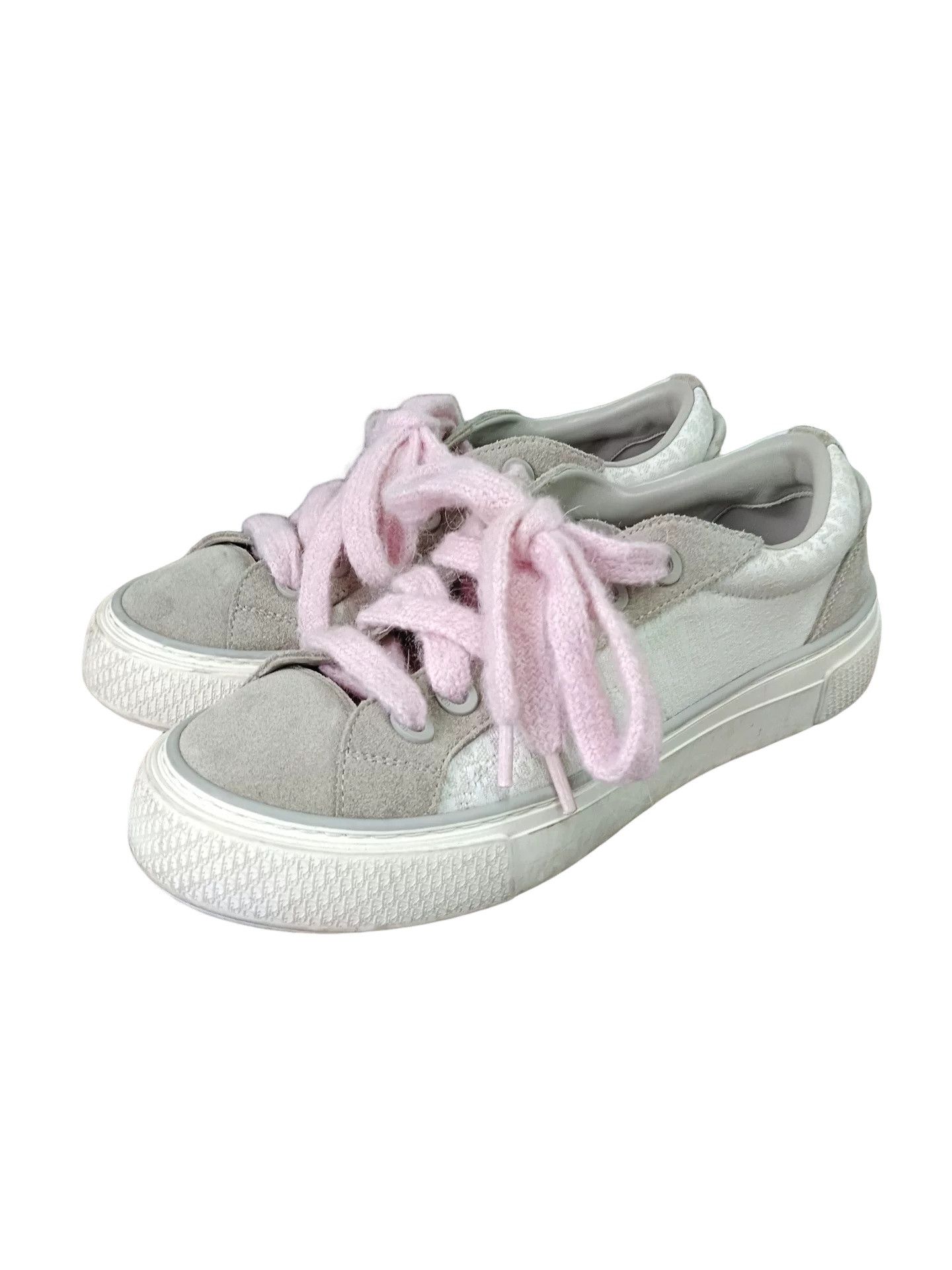 Dior Dior B33 Gray Suede Pink Lace Sneakers EU 42 Size US 9 / EU 42 - 1 Thumbnail