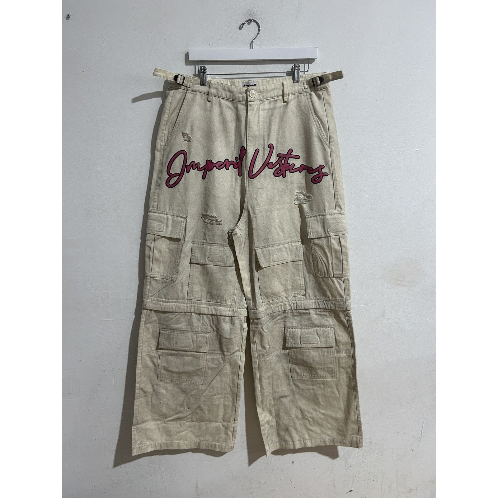 Imperial IMPERIL VESTURES DISTRESSED WHITE CARGO PANTS SIZE 34 NEW Size US 34 / EU 50 - 1 Thumbnail