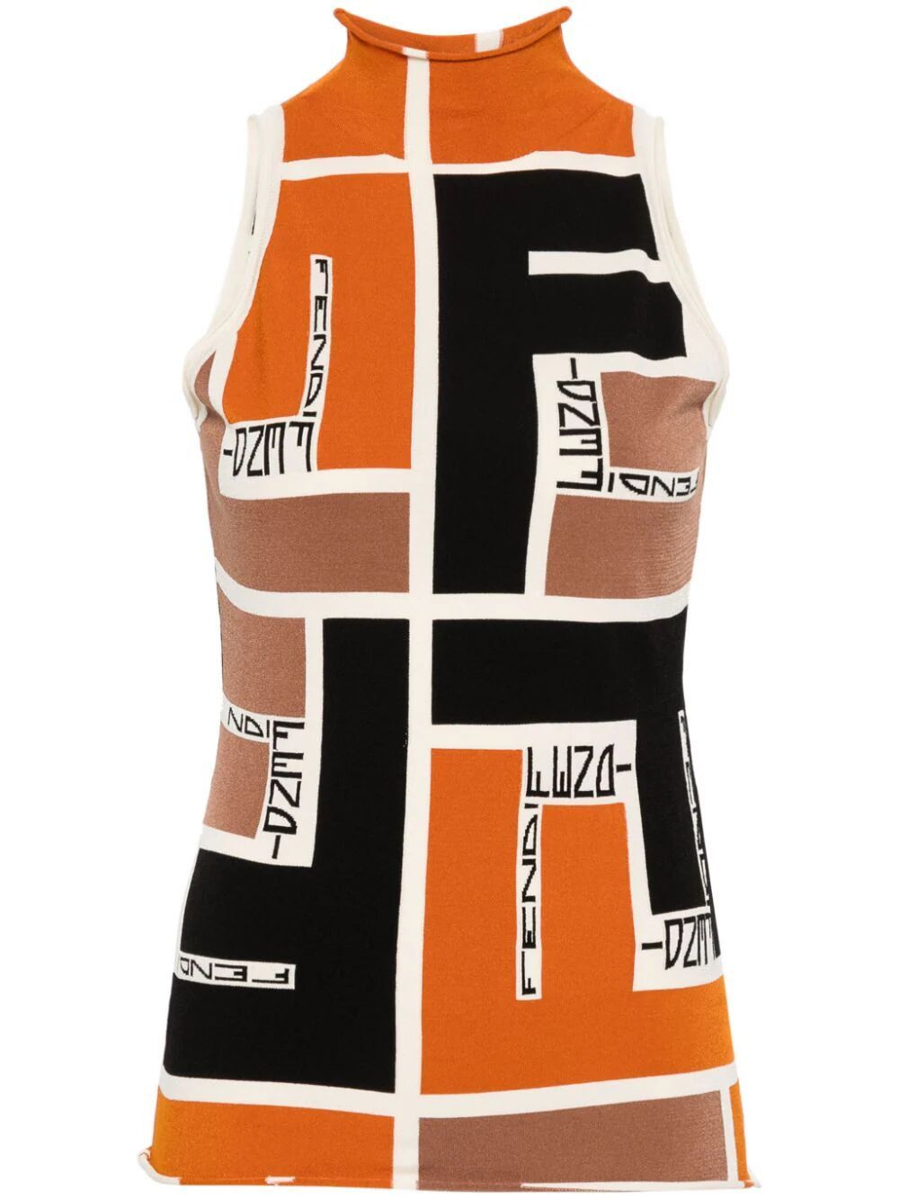 image of Fendi Ff Lycra Top Size 40 in Orange/Ash, Women's