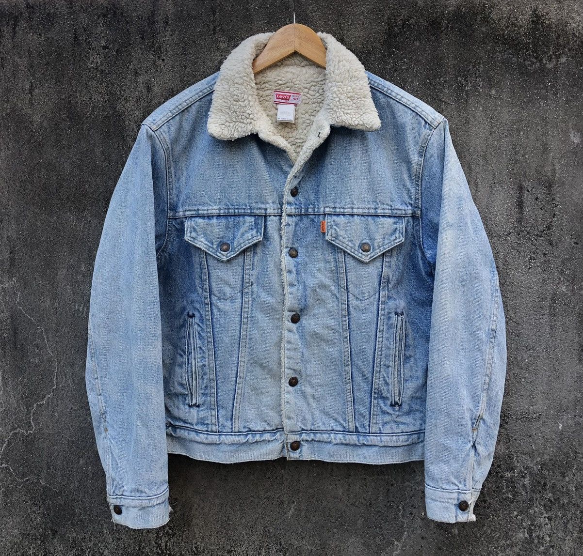 Levi's Vintage Levis Orange Tab Sherpa Lined Denim Trucker Jacket 🇺🇸 Size US L / EU 52-54 / 3 - 6 Thumbnail
