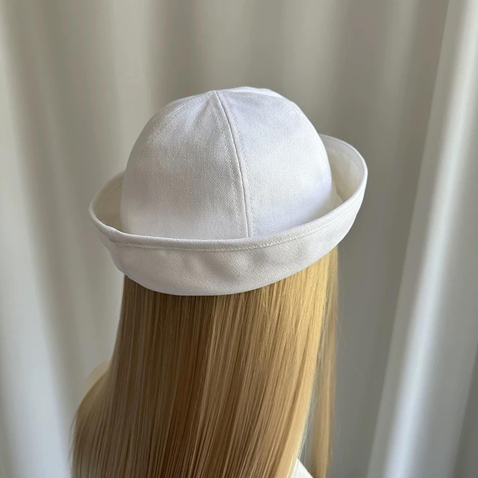Japanese Brand Retro Wht Cotton Beret Sailor Hat Y2k French Girl Aesthetic Size ONE SIZE - 2 Thumbnail