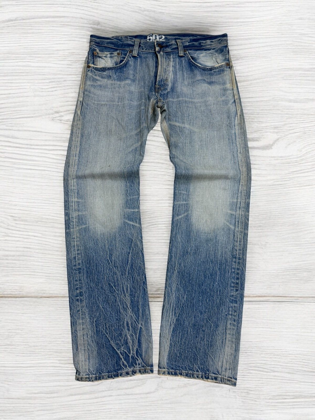 Edwin × Japanese Brand VINTAGE EDWIN 502 SUN FADED CLAWS MARKS DISTRESSED DENIM Size US 34 / EU 50 - 1 Thumbnail