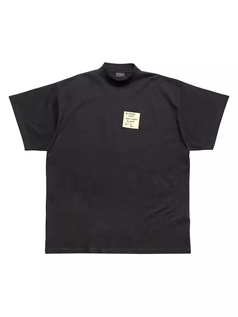 Balenciaga o1in1g1124 Sticky Note T-Shirt Oversized in Black Size US XL / EU 56 / 4 - 1 Thumbnail