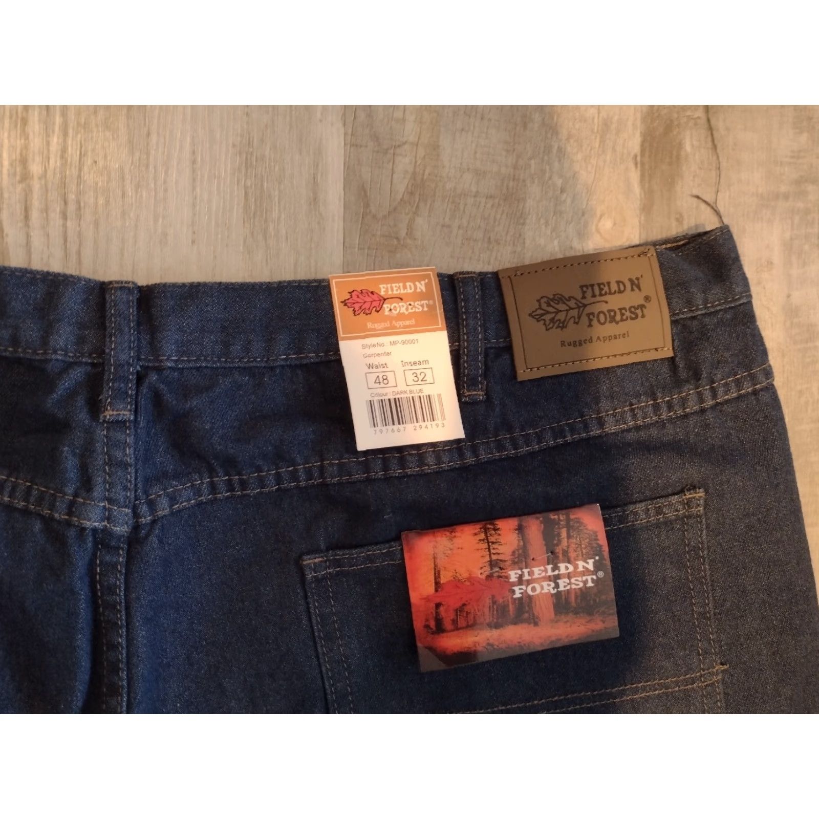Denime VINTAGE Field & Forest Men Jeans Size 48x32 Dark Wash Denim Bootcut 5-Pocket Size US 32 / EU 48 - 8 Thumbnail