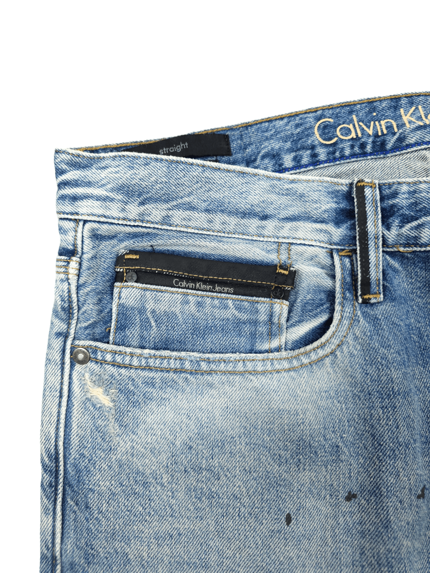 Calvin Klein × Japanese Brand 💎 Size 33/34 Calvin Klein Distressed Ripped Straight Jeans Size US 33 - 5 Thumbnail