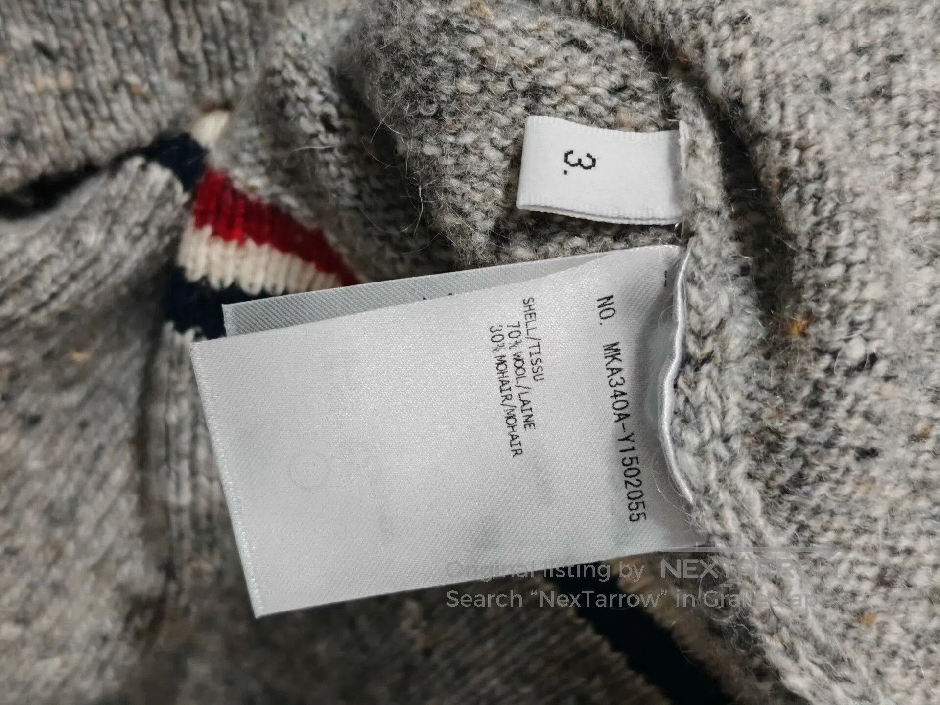 Thom Browne Gray Striped Christmas Dog Wool Sweater. Size US S / EU 44-46 / 1 - 4 Thumbnail