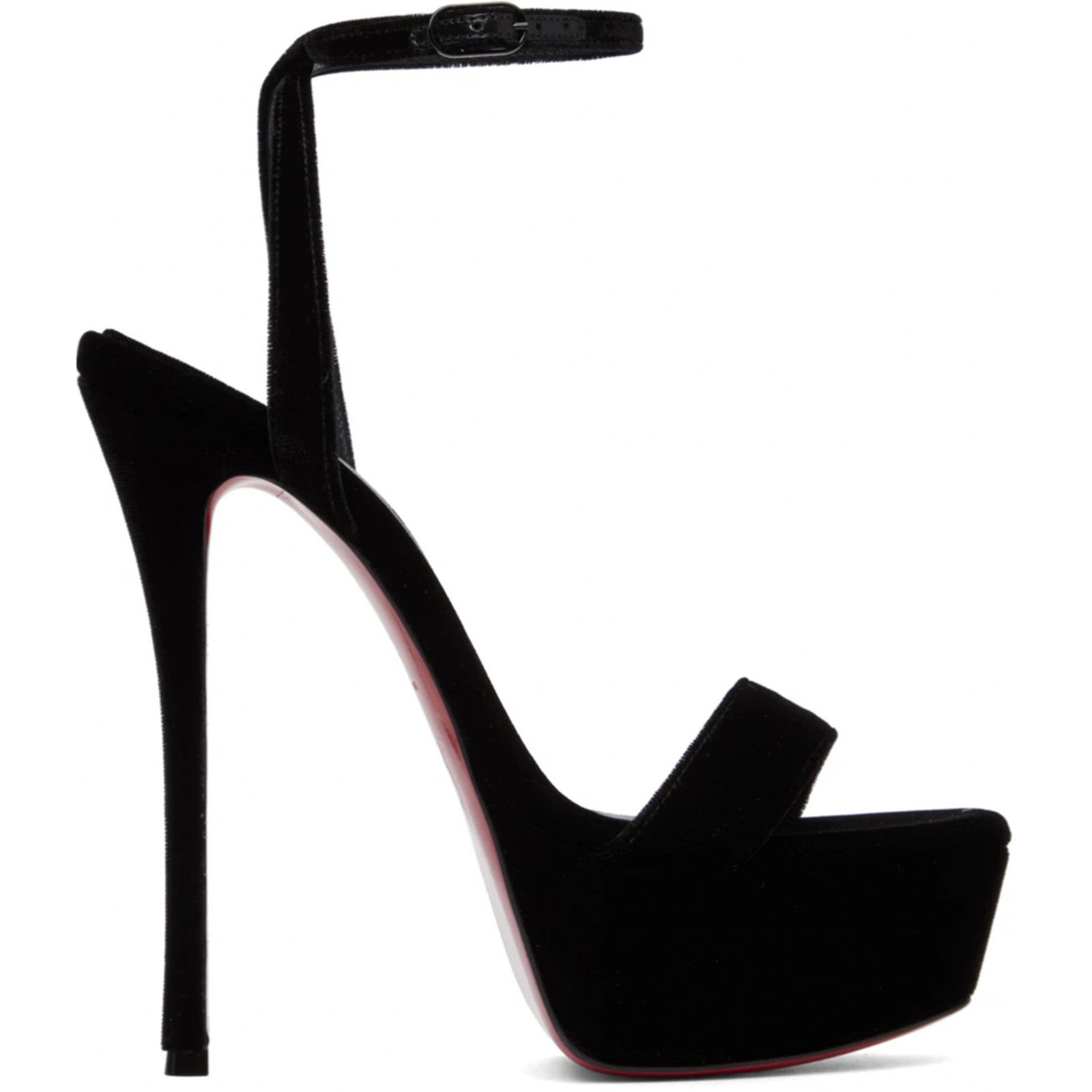 Christian Louboutin Loubi Queen Alta 150 Black Ankle Strap Sandal Heel Pump 40 Size US 10 / IT 40 - 1 Thumbnail