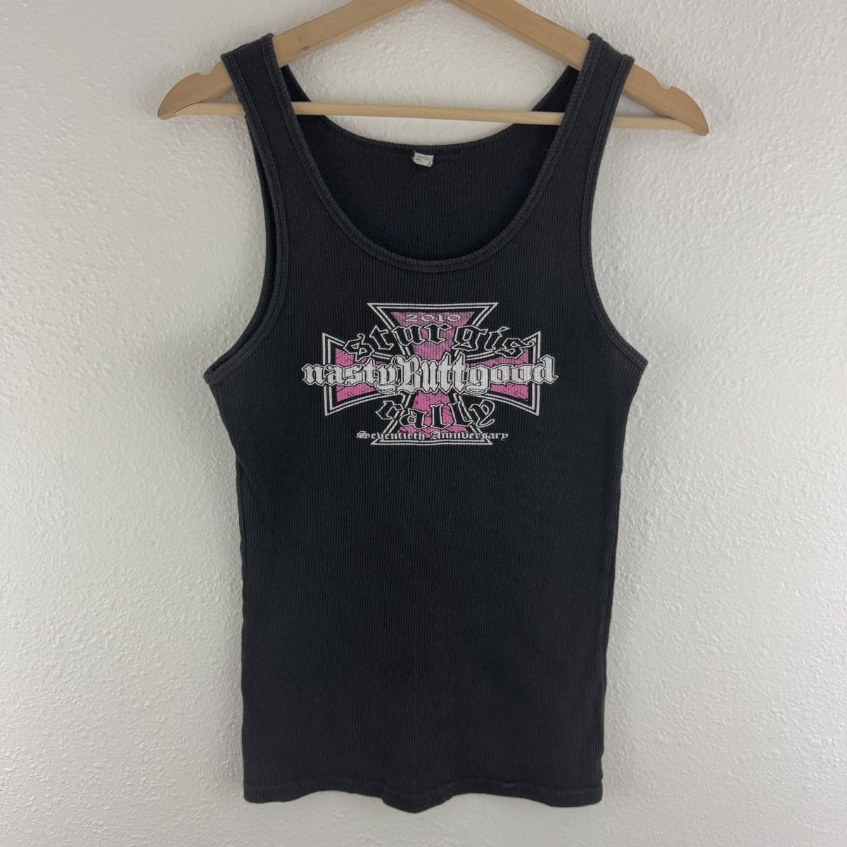 Other Sturgis Y2K 2010 Black Pink Cross Nasty Butt Good Tank Top Size XL / US 12-14 / IT 48-50 - 1 Thumbnail