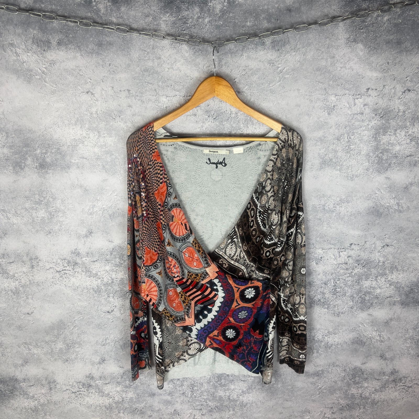 Desigual Desigual Women's Size L Sweater V-Neck Long Sleeve` Size L / US 10 / IT 46 - 1 Thumbnail